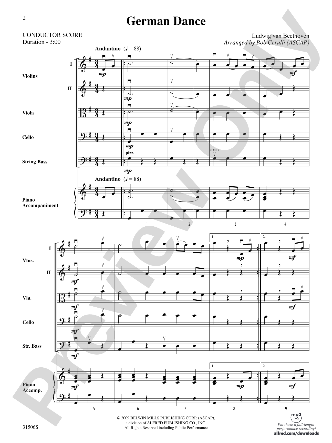 German Dance: String Orchestra Conductor Score & Parts