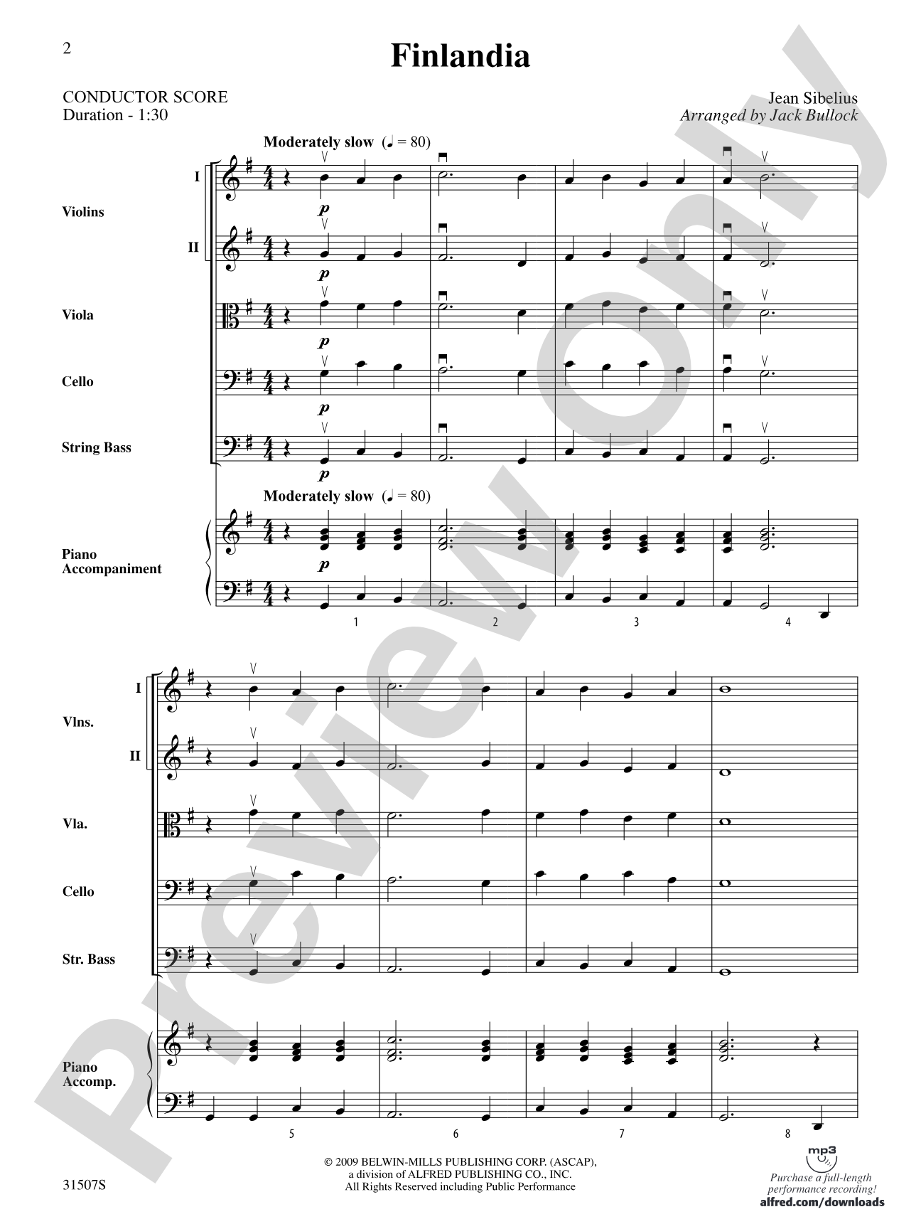 Finlandia: String Orchestra Conductor Score & Parts
