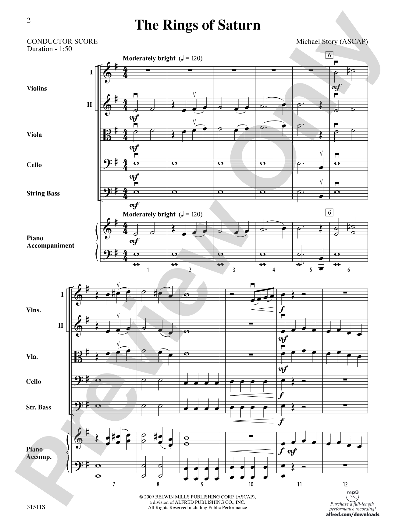 The Rings of Saturn: String Orchestra Conductor Score & Parts