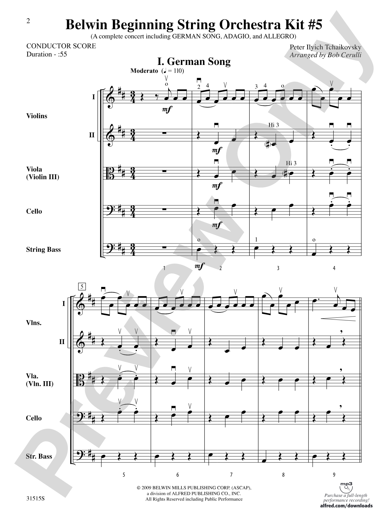 Belwin Beginning String Orchestra Kit #5: String Orchestra Conductor Score & Parts
