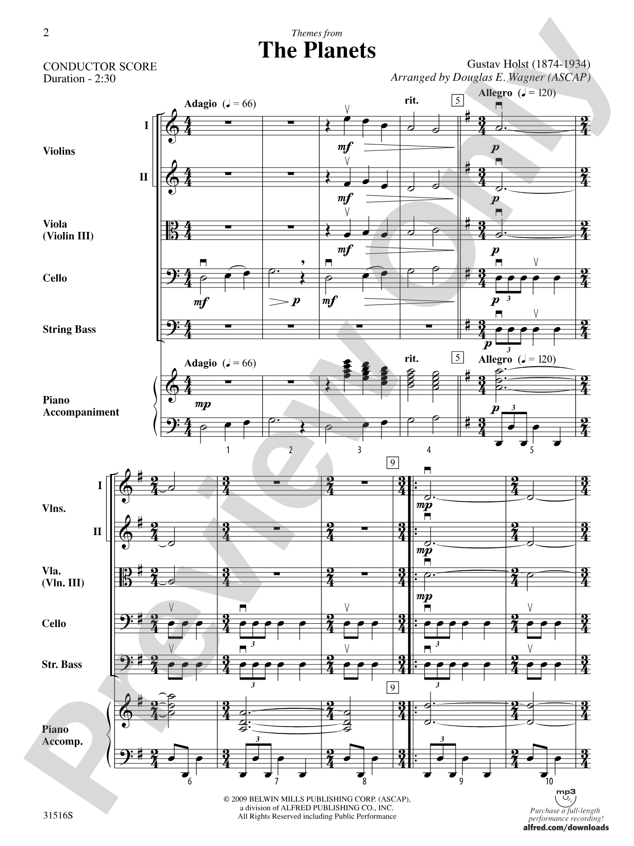 The Planets, Themes from: Score