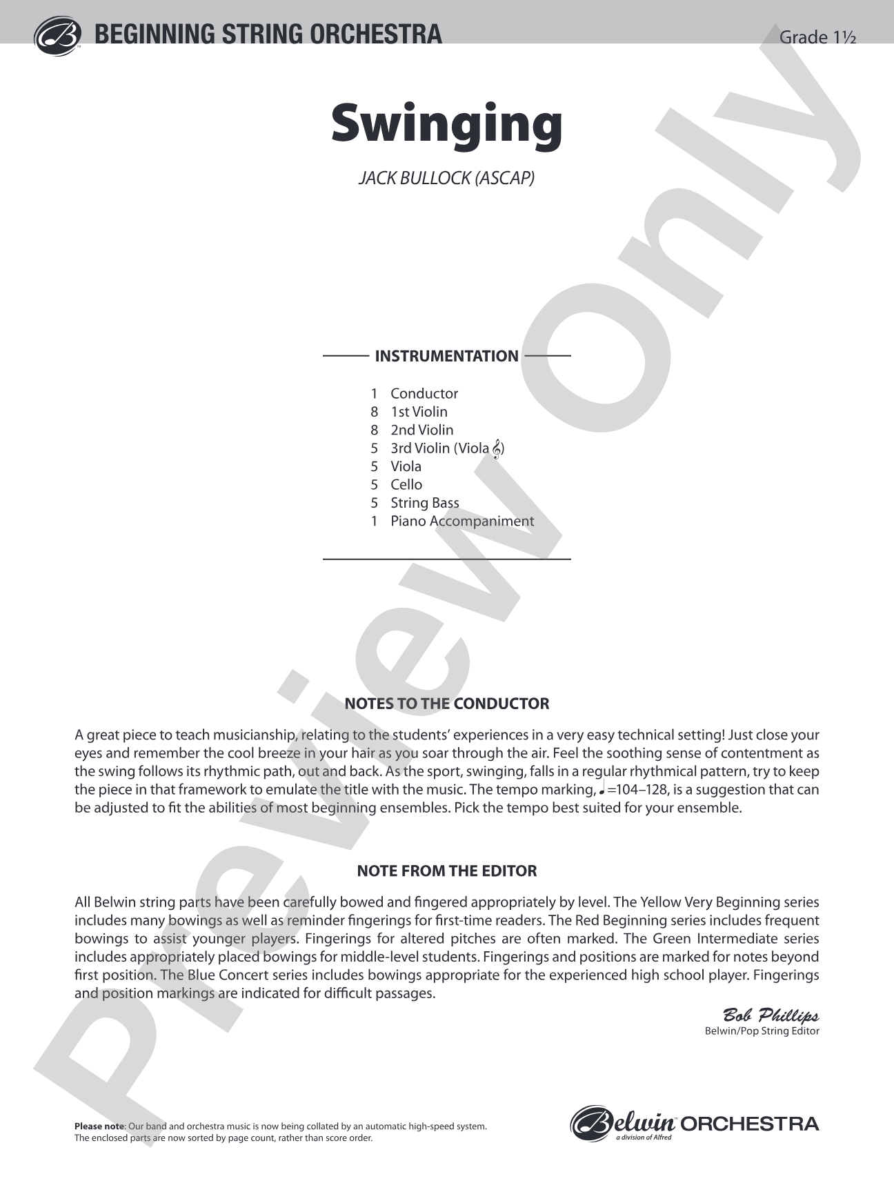 Swinging: String Orchestra Conductor Score & Parts