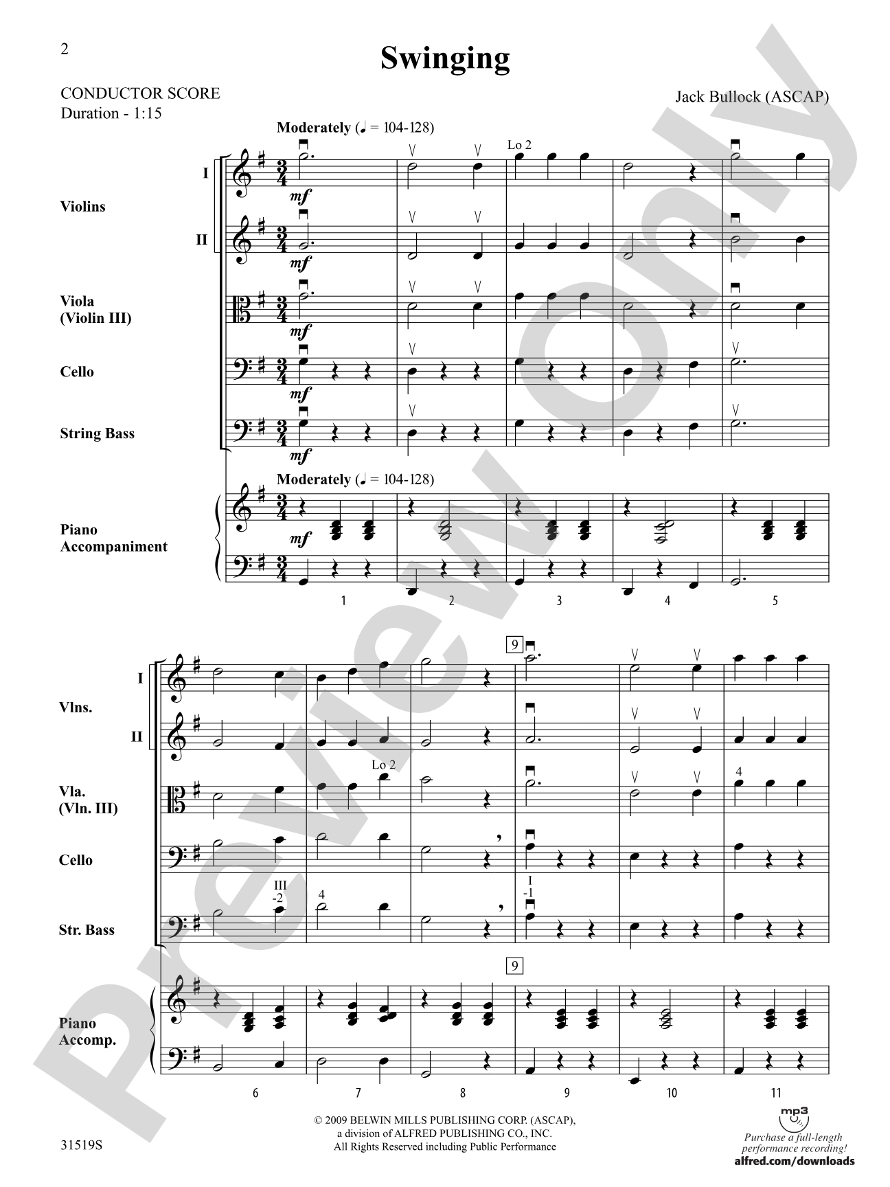 Swinging: String Orchestra Conductor Score & Parts