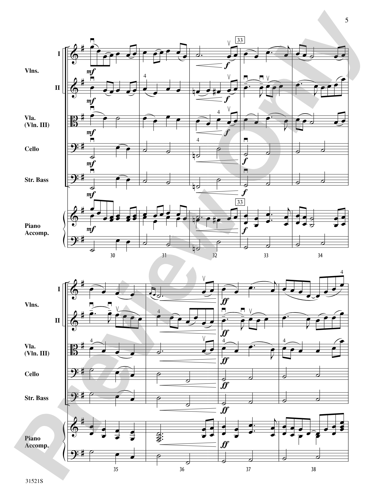 Berceuse: String Orchestra Conductor Score & Parts