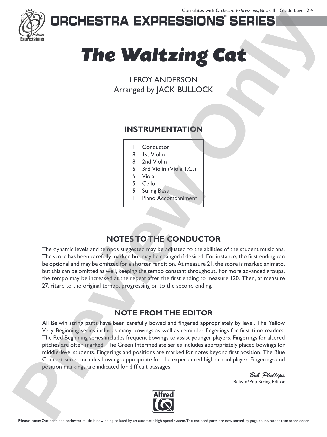 The Waltzing Cat: Score