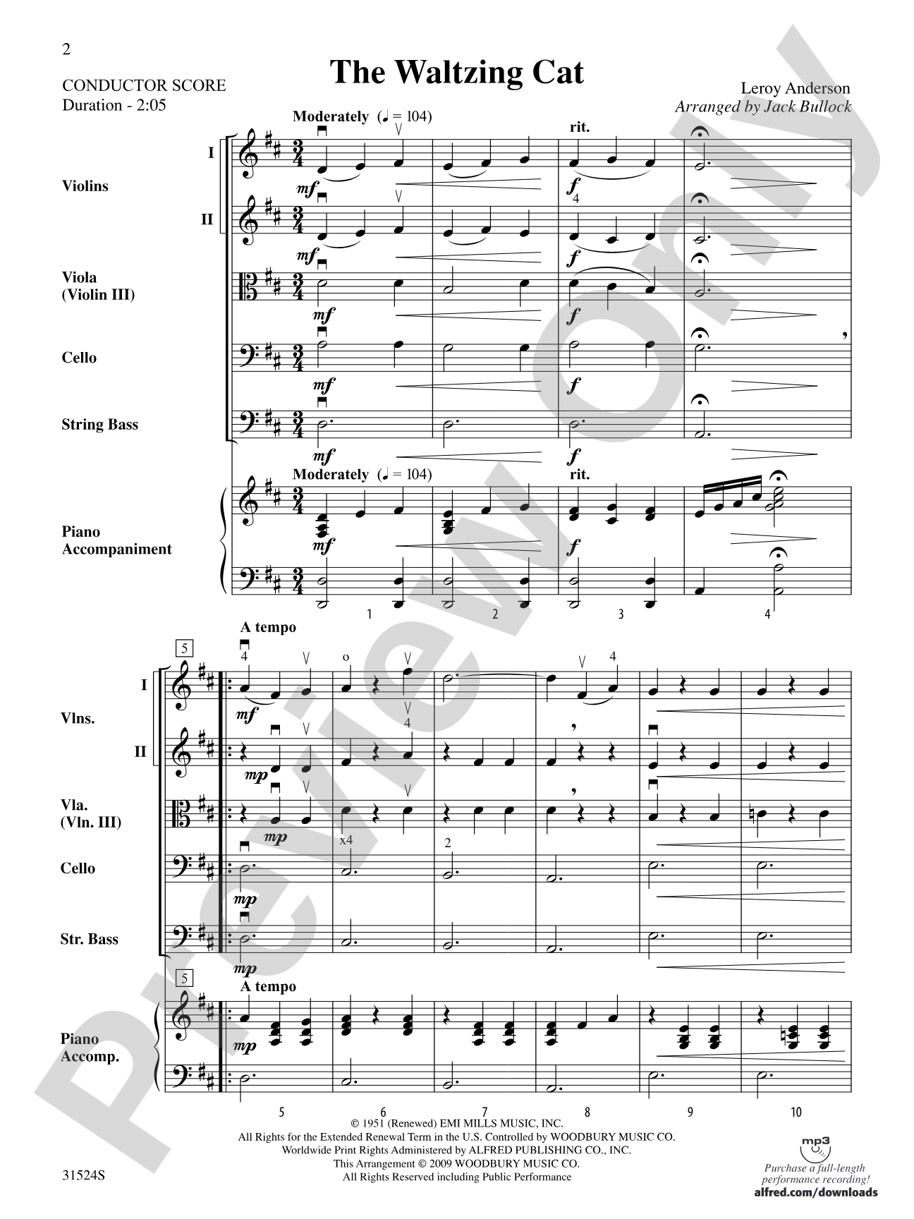 The Waltzing Cat: Score