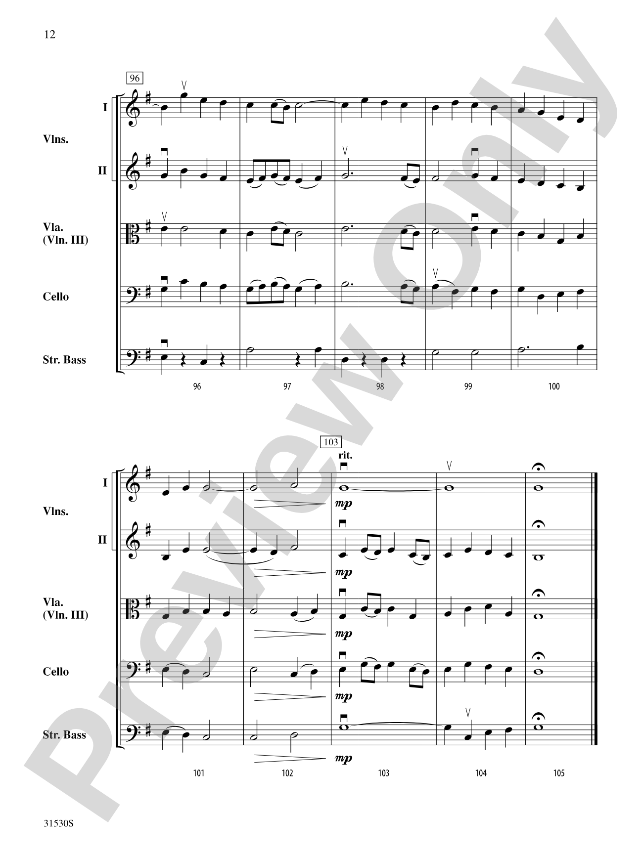 Rhosymedre (from Three Preludes): String Orchestra Conductor Score & Parts