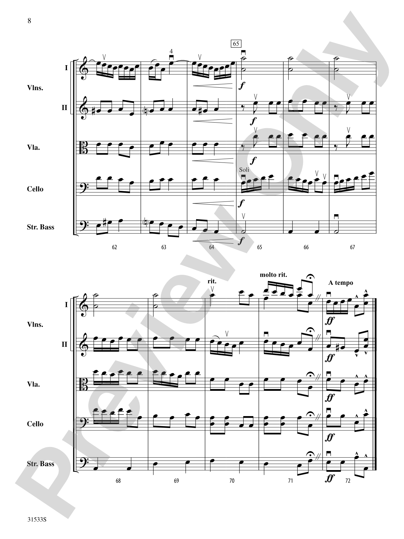 Variations on Vanyusha: String Orchestra Conductor Score & Parts