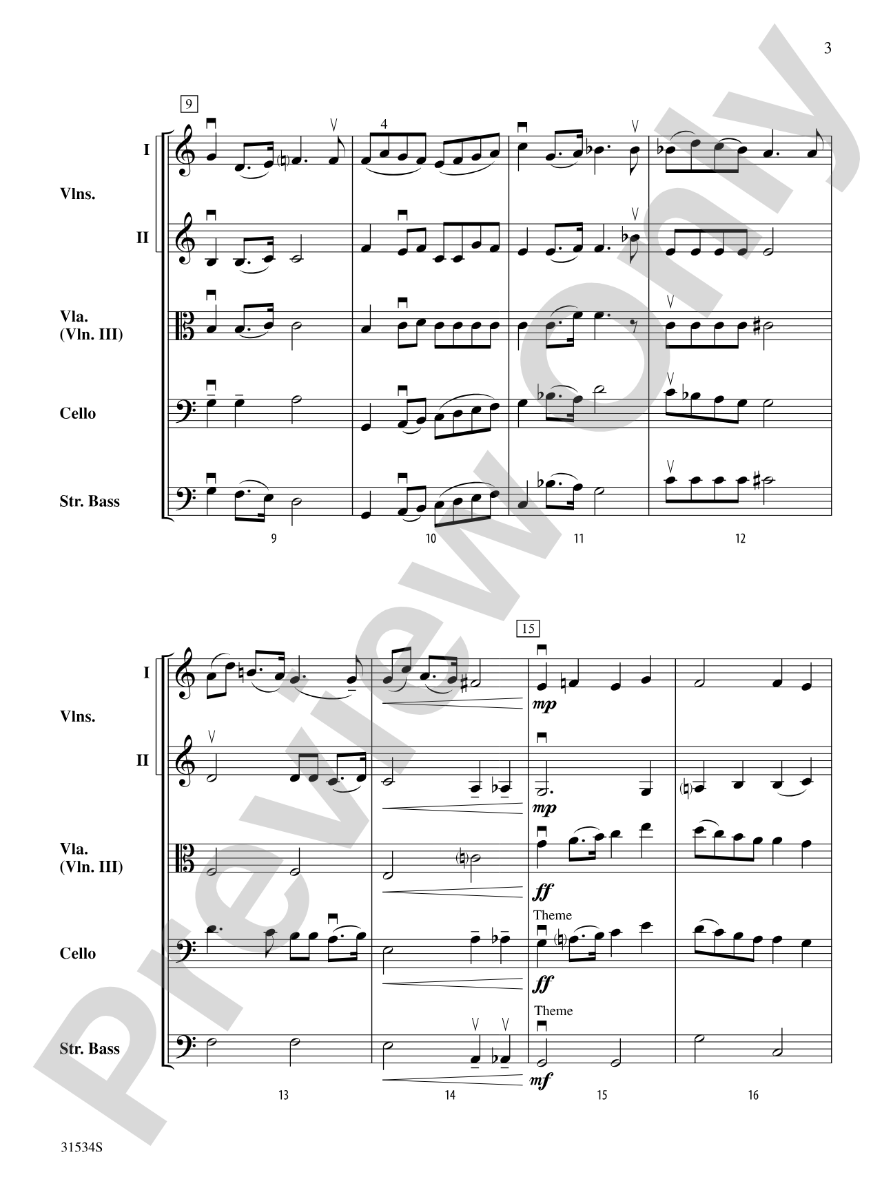 Song Without Words, Opus 102, No. 6 (Faith): String Orchestra Conductor Score & Parts