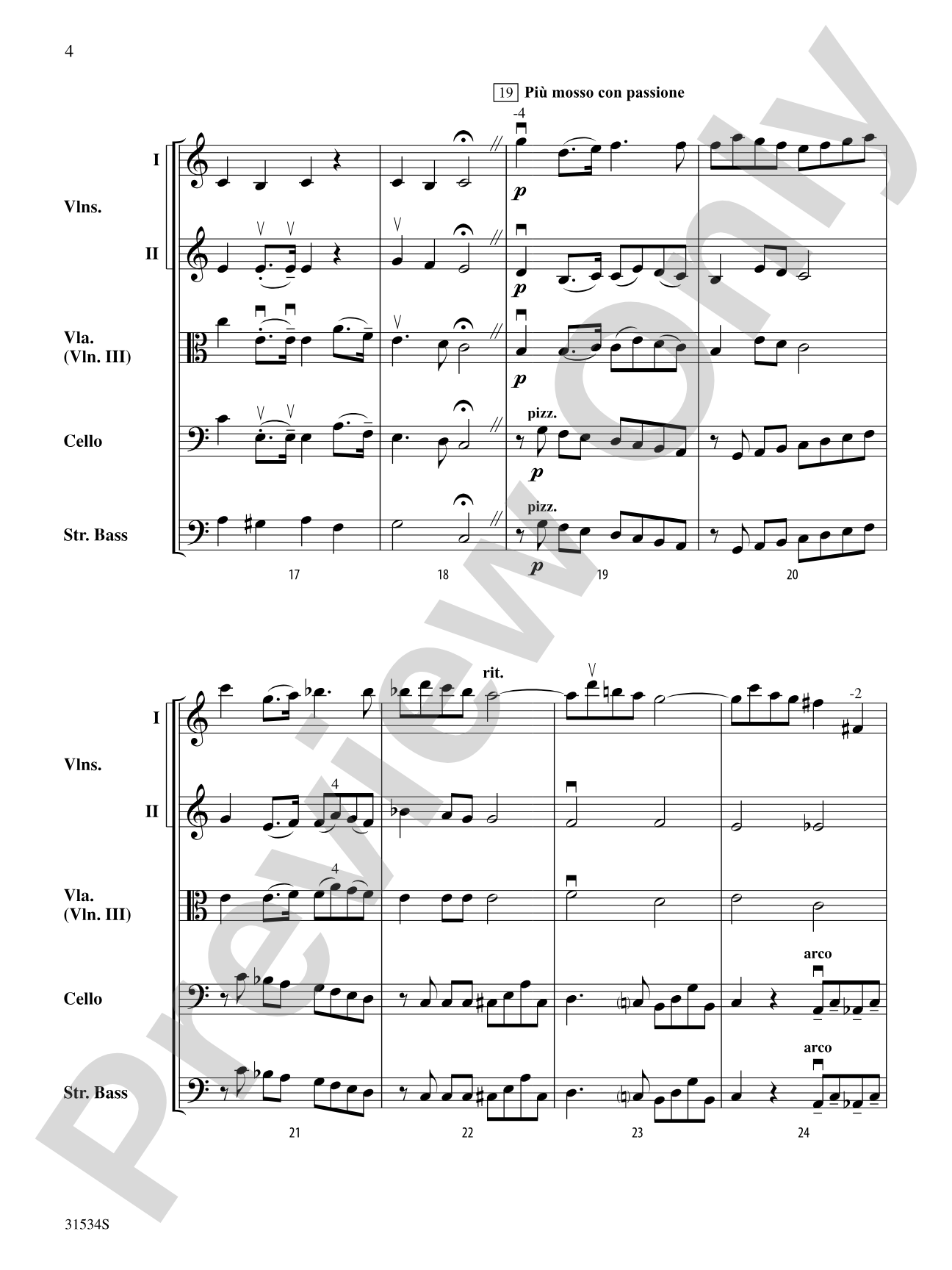 Song Without Words, Opus 102, No. 6 (Faith): String Orchestra Conductor Score & Parts
