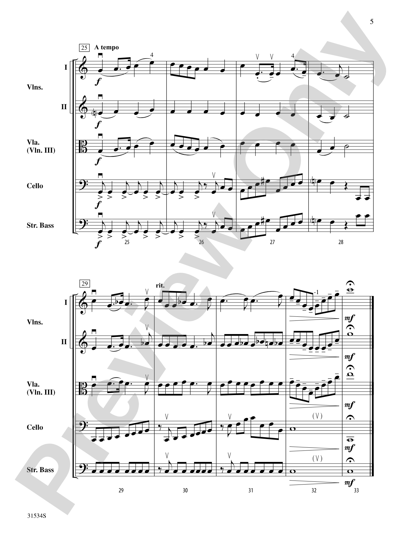 Song Without Words, Opus 102, No. 6 (Faith): String Orchestra Conductor Score & Parts