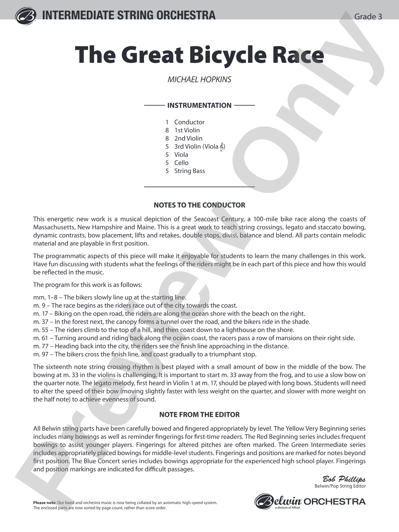 The Great Bicycle Race: String Orchestra Conductor Score & Parts