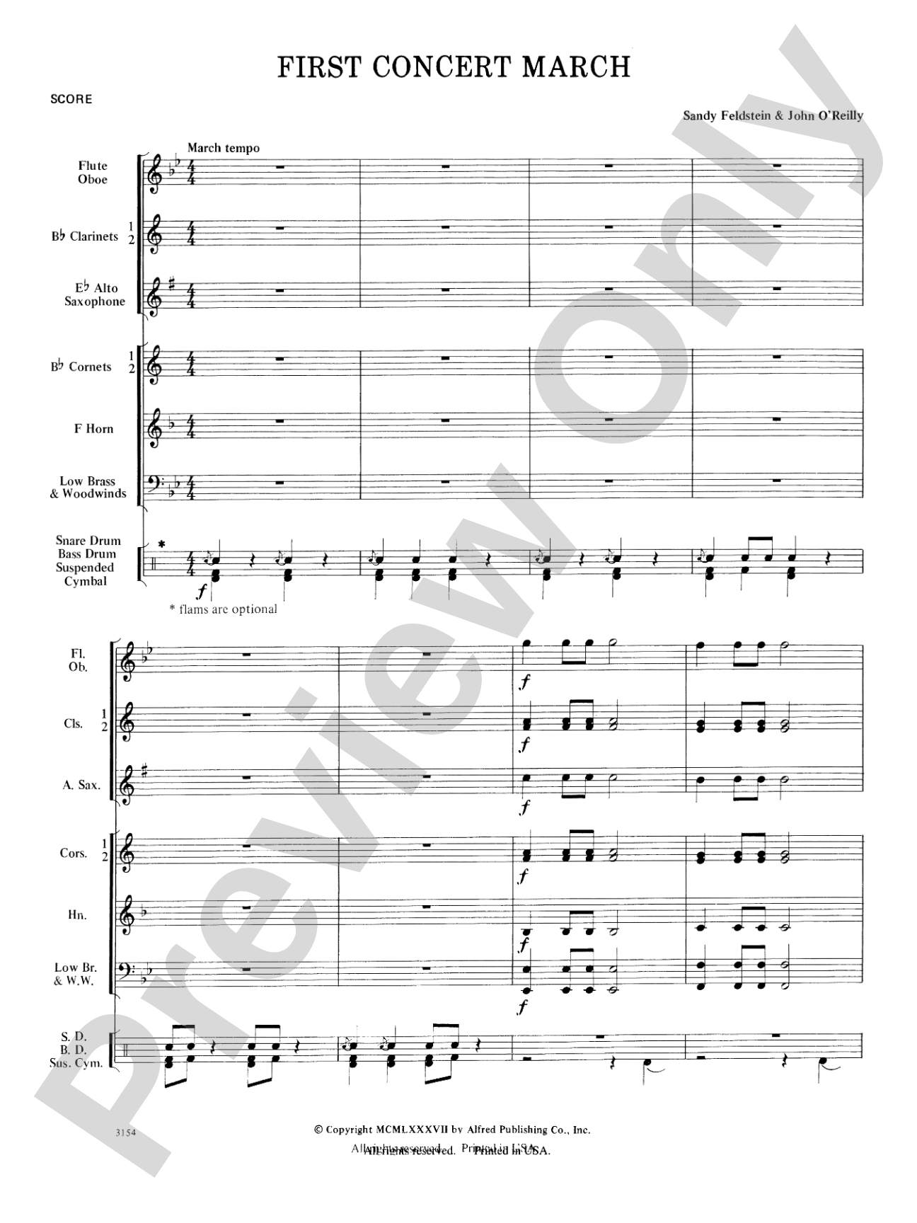 First Concert March: Concert Band Conductor Score & Parts