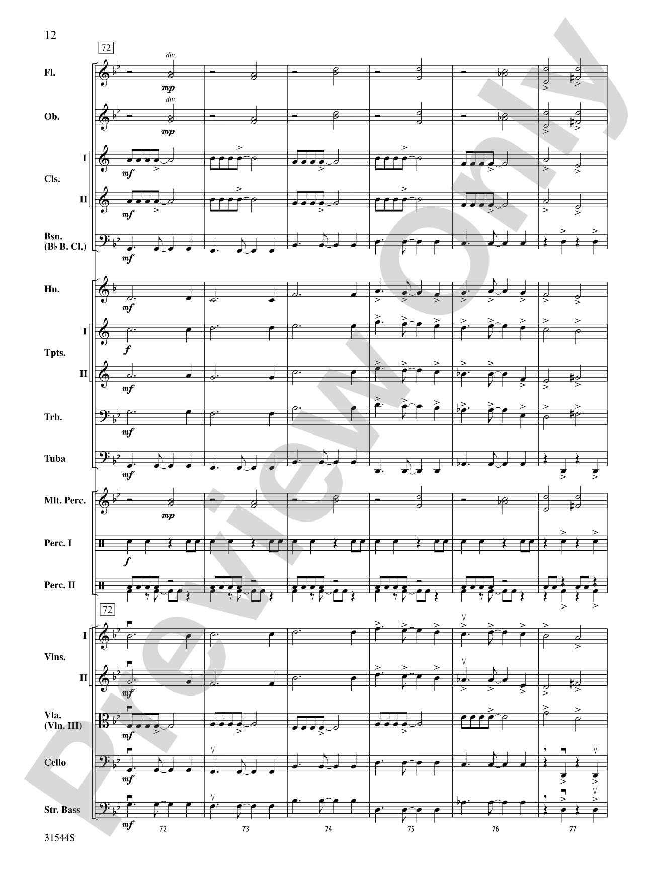 Three King Strut: Full Orchestra Conductor Score & Parts