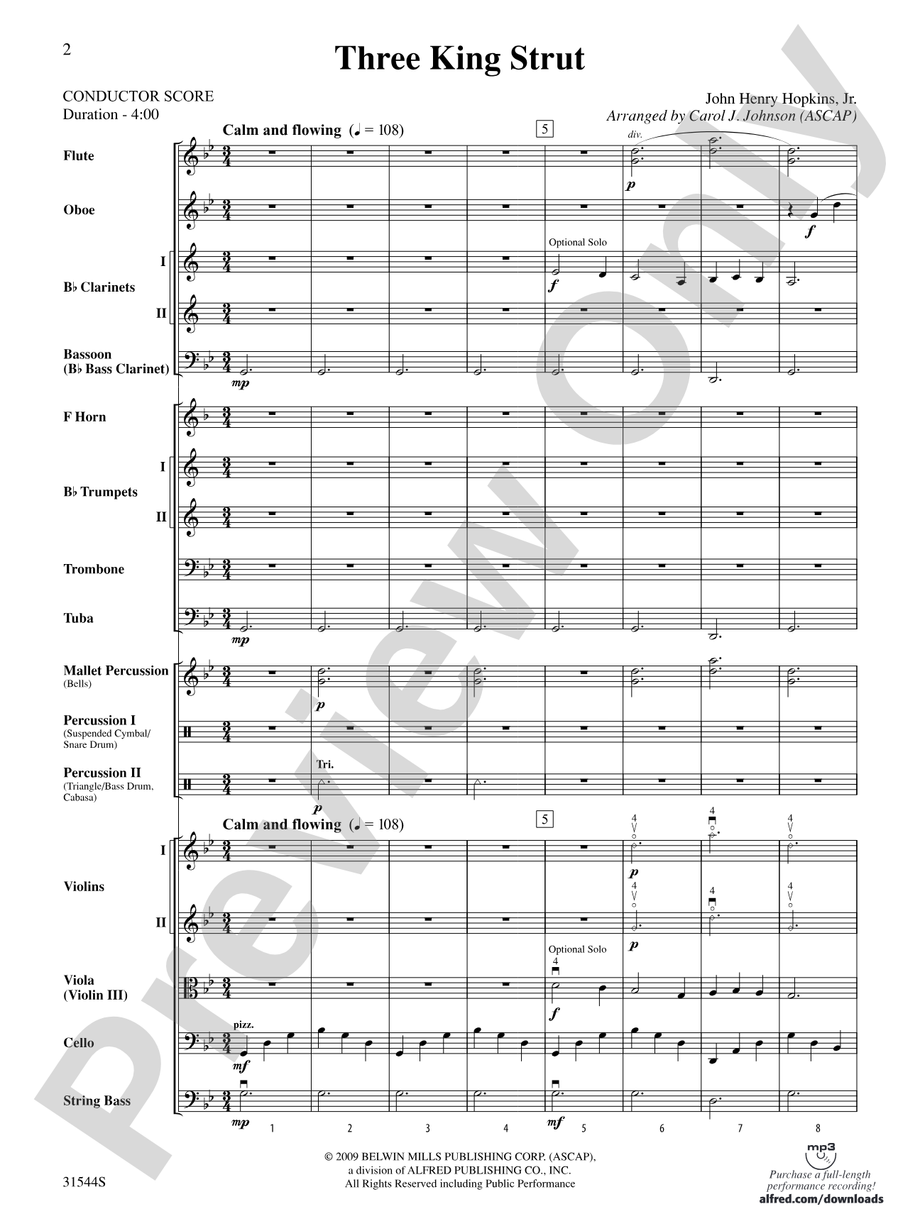 Three King Strut: Full Orchestra Conductor Score & Parts