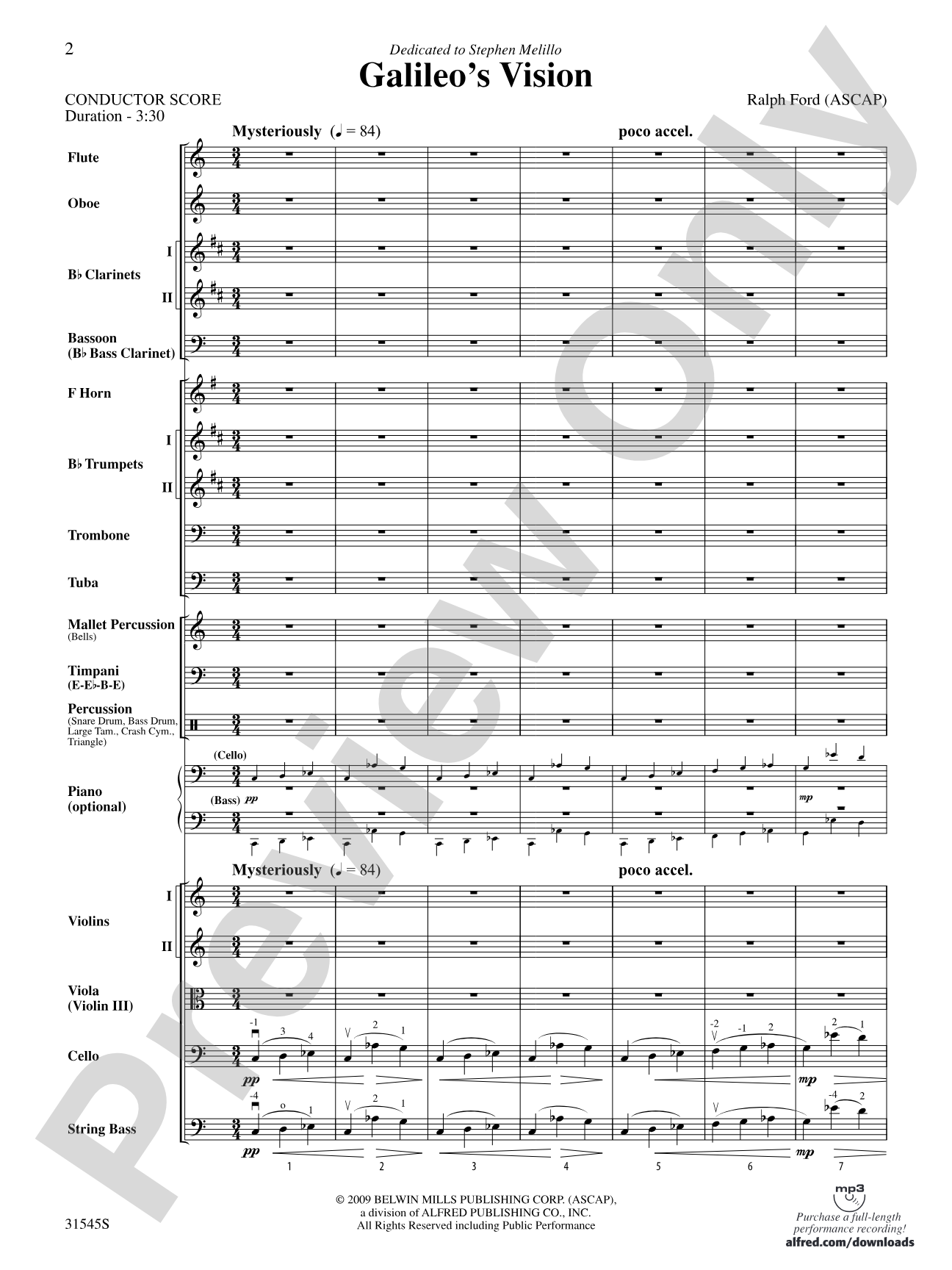 Galileo's Vision: Full Orchestra Conductor Score & Parts