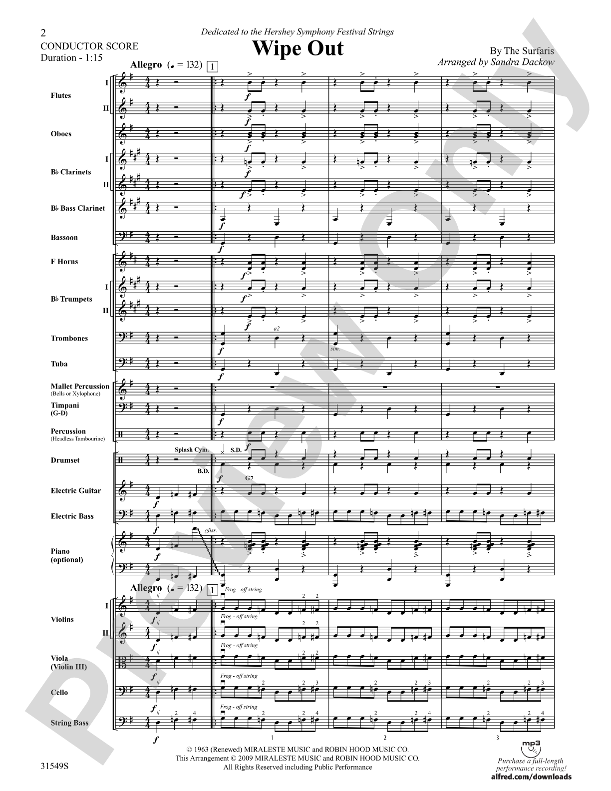Wipe Out: Full Orchestra Conductor Score & Parts