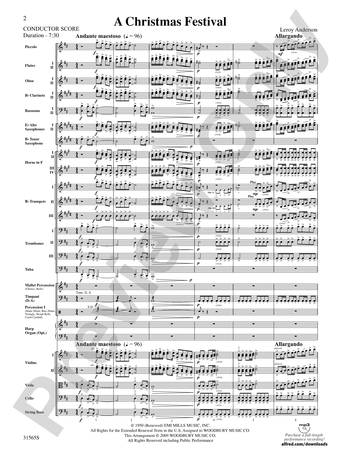 A Christmas Festival: Score