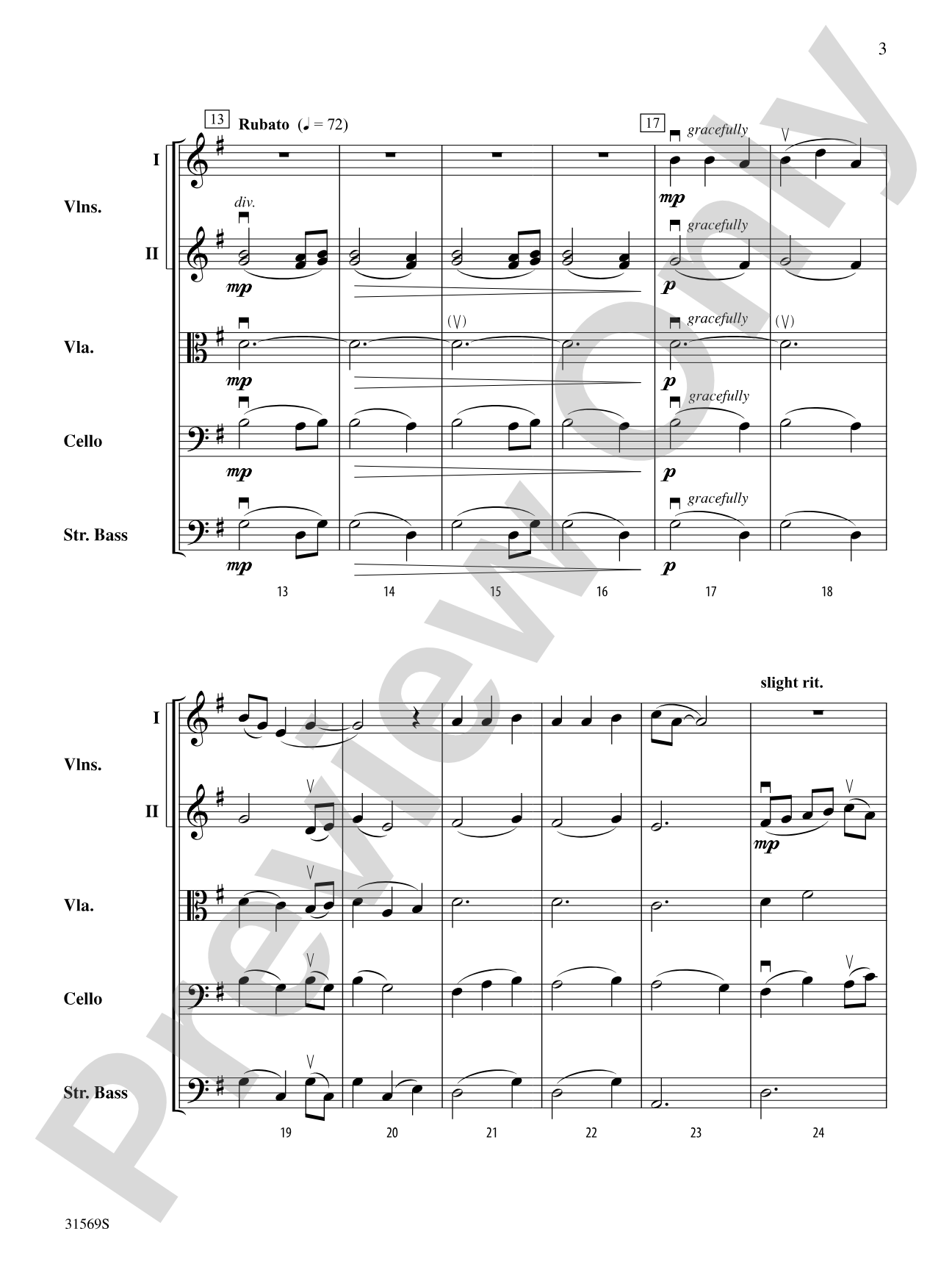 Song to the Moon (From Rusalka): String Orchestra Conductor Score & Parts