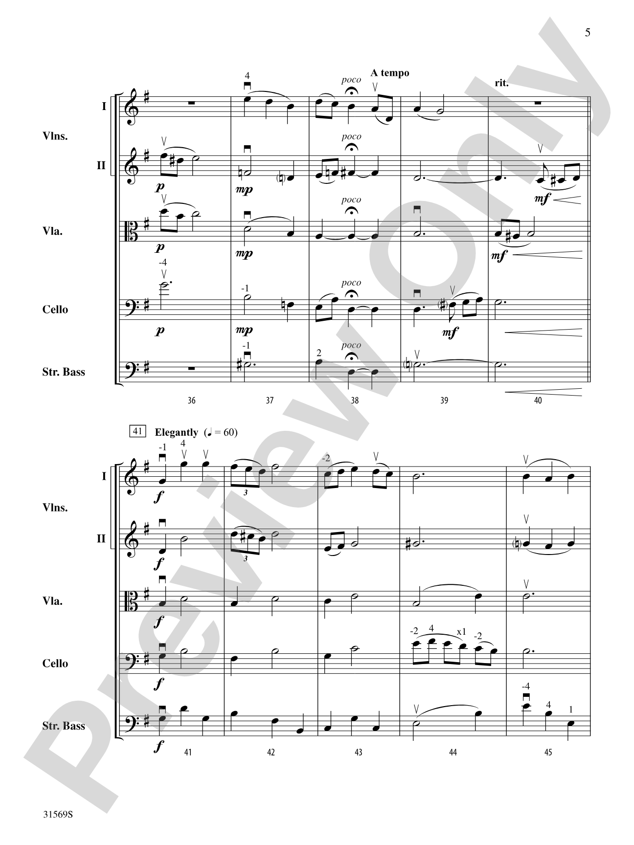 Song to the Moon (From Rusalka): String Orchestra Conductor Score & Parts
