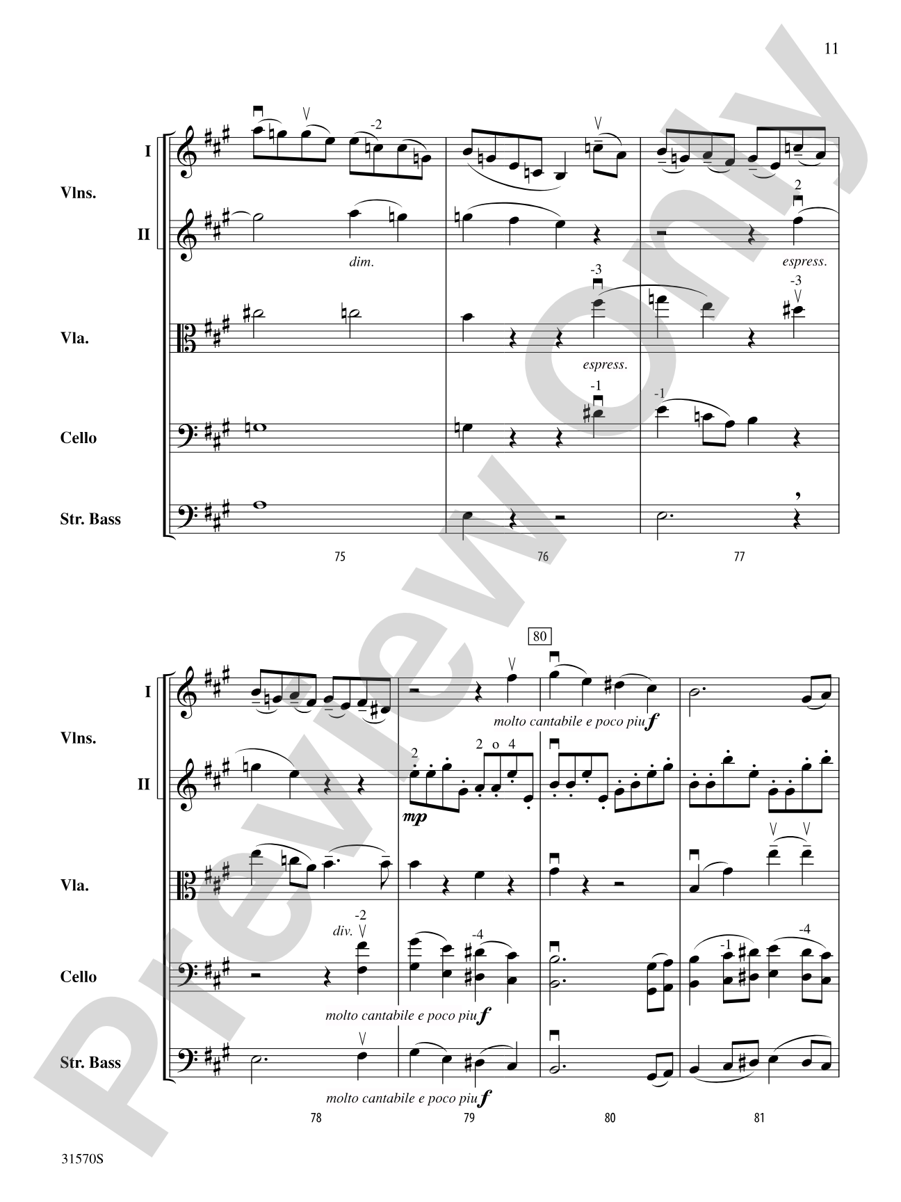 Sonata in A Major (Mvt. 4): String Orchestra Conductor Score & Parts