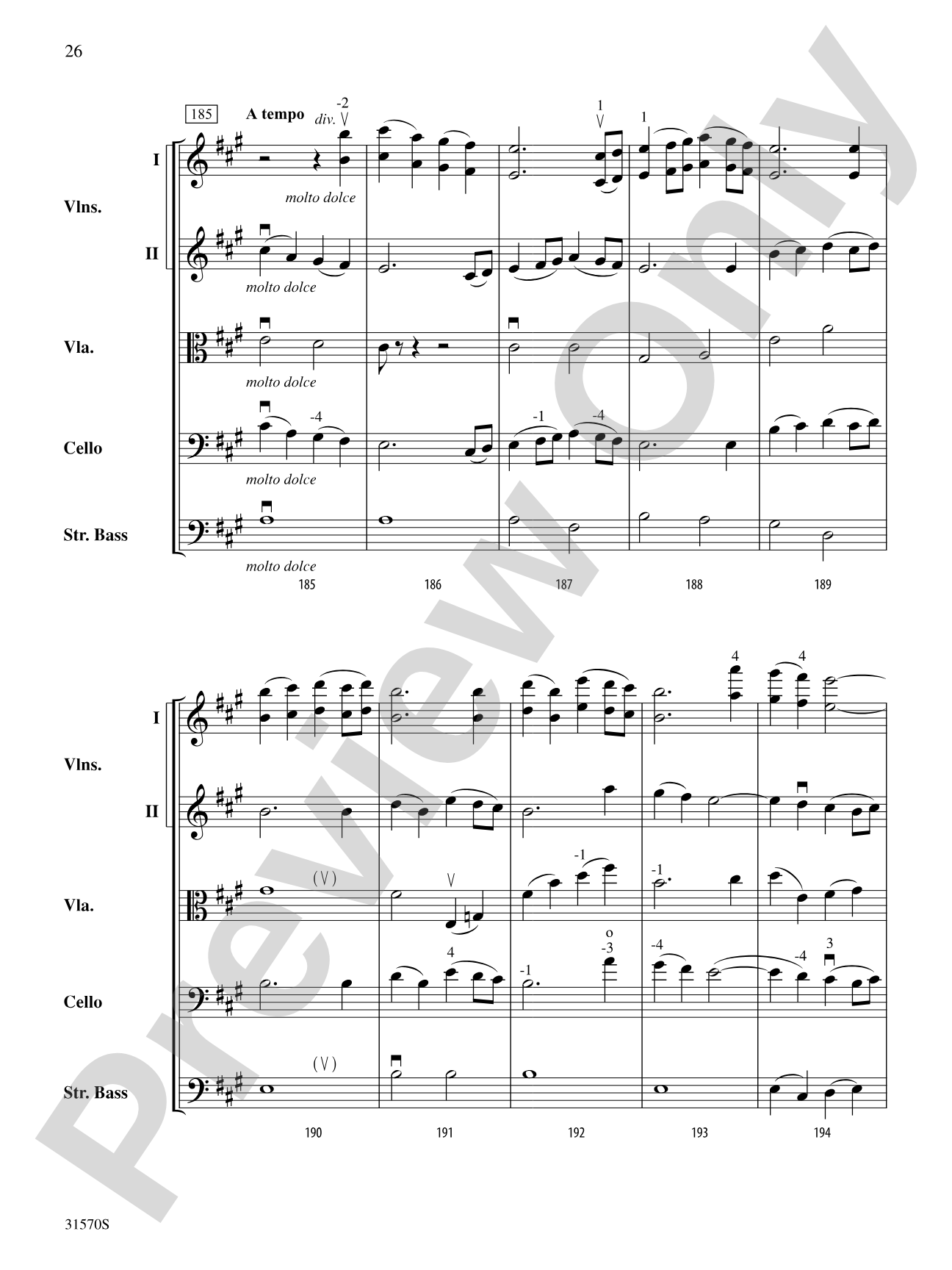 Sonata in A Major (Mvt. 4): String Orchestra Conductor Score & Parts