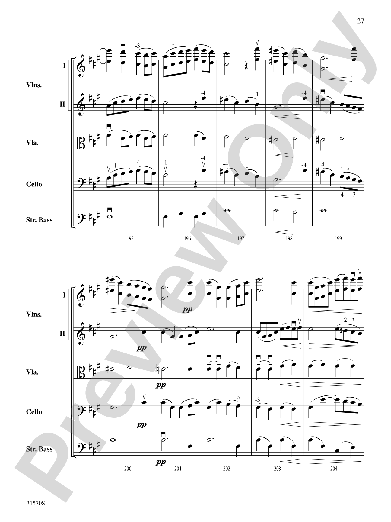 Sonata in A Major (Mvt. 4): String Orchestra Conductor Score & Parts