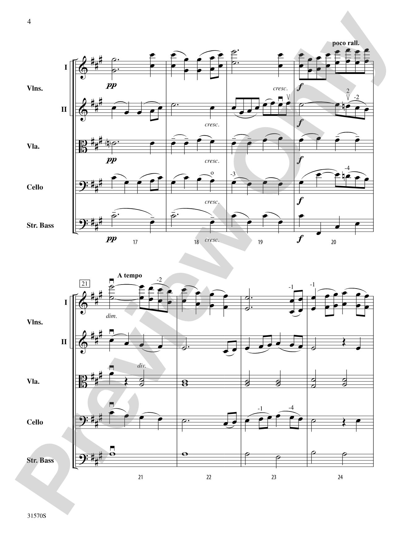 Sonata in A Major (Mvt. 4): String Orchestra Conductor Score & Parts