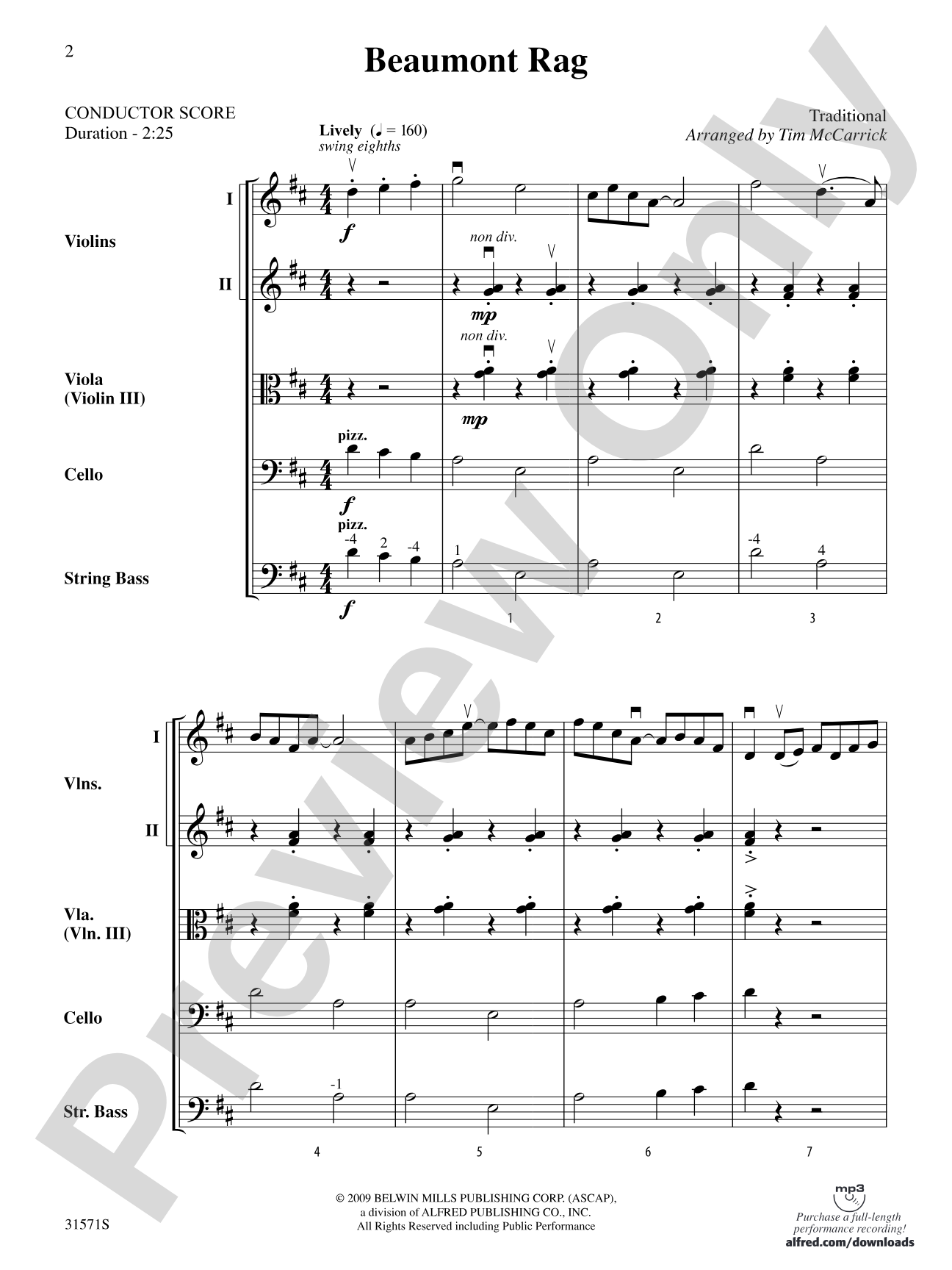 Beaumont Rag: String Orchestra Conductor Score & Parts