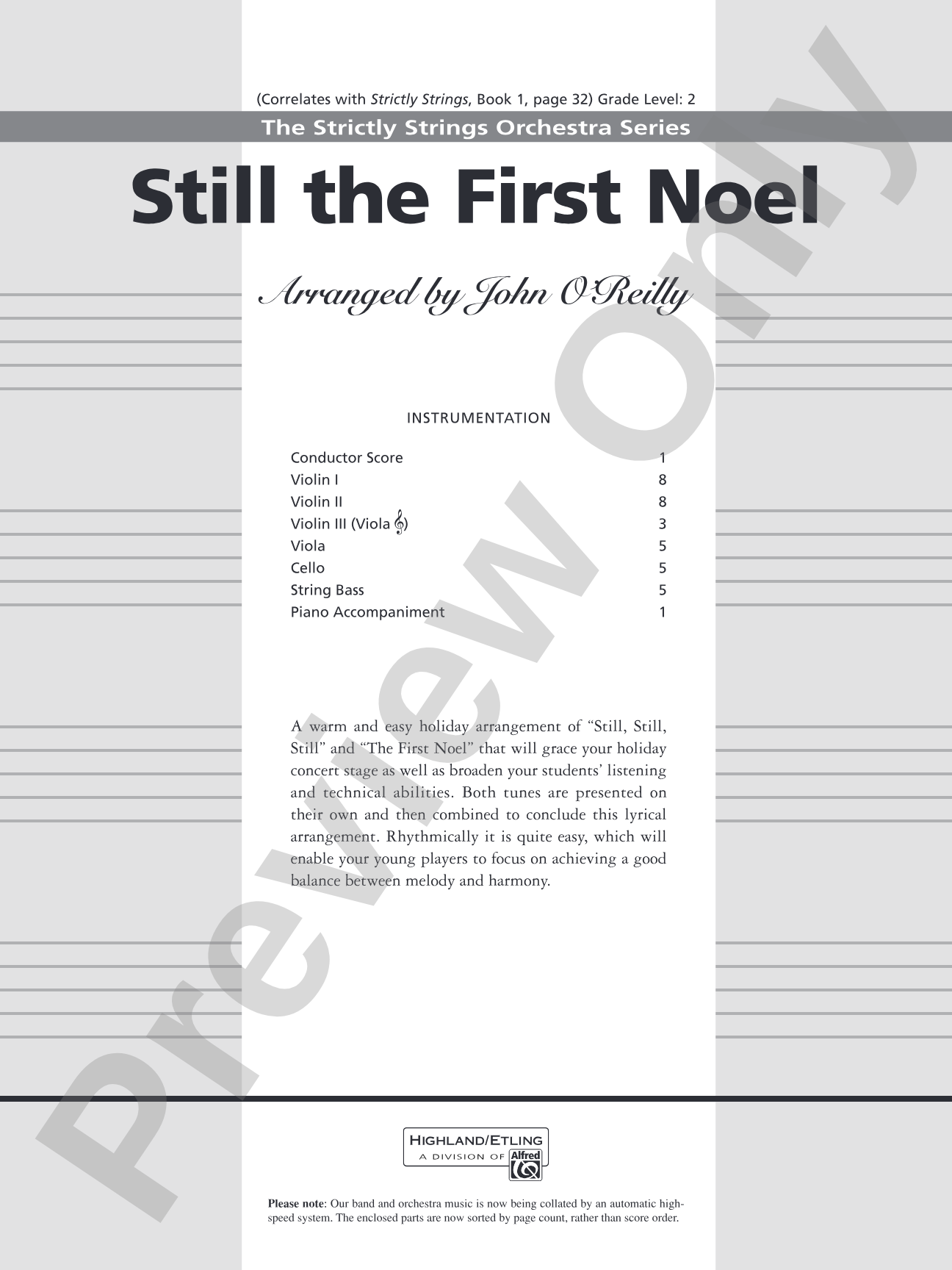 Still the First Noel: String Orchestra Conductor Score & Parts