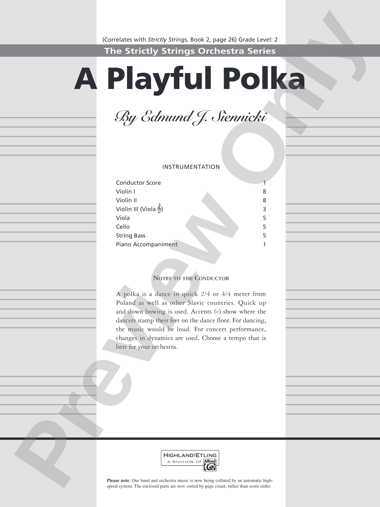 A Playful Polka: String Orchestra Conductor Score & Parts