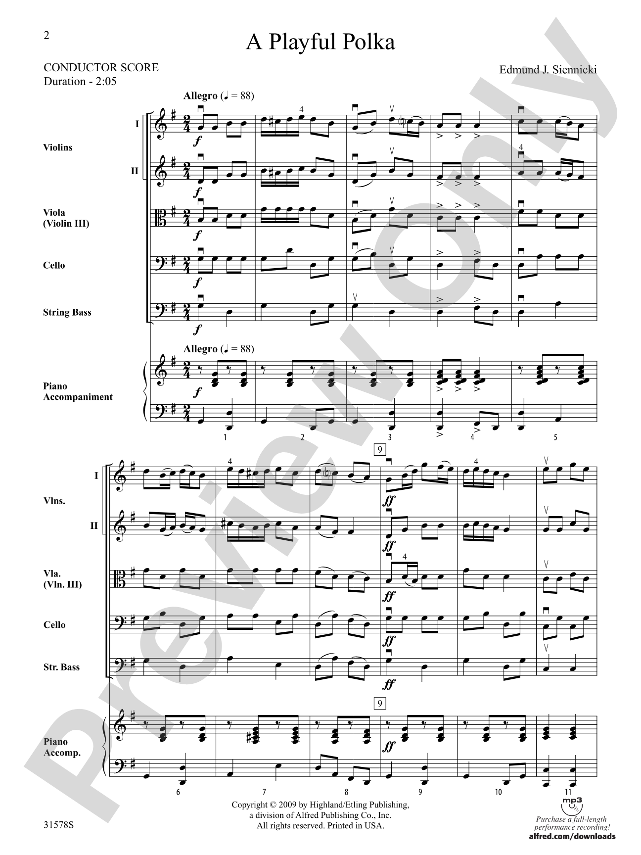 A Playful Polka: String Orchestra Conductor Score & Parts