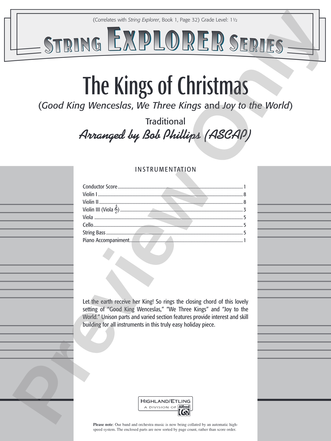 The Kings of Christmas: String Orchestra Conductor Score & Parts