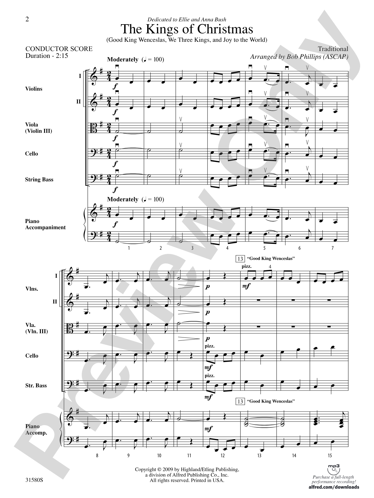 The Kings of Christmas: String Orchestra Conductor Score & Parts