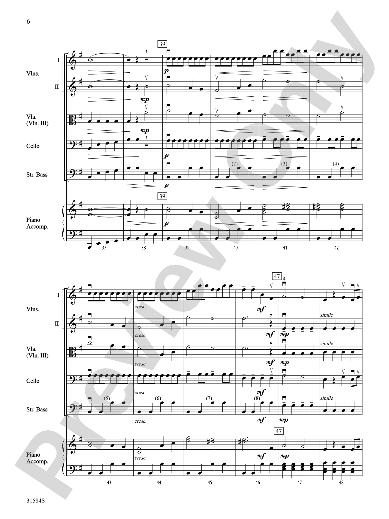 Intrada (Pas de Deux from the Nutcracker Ballet): String Orchestra Conductor Score & Parts
