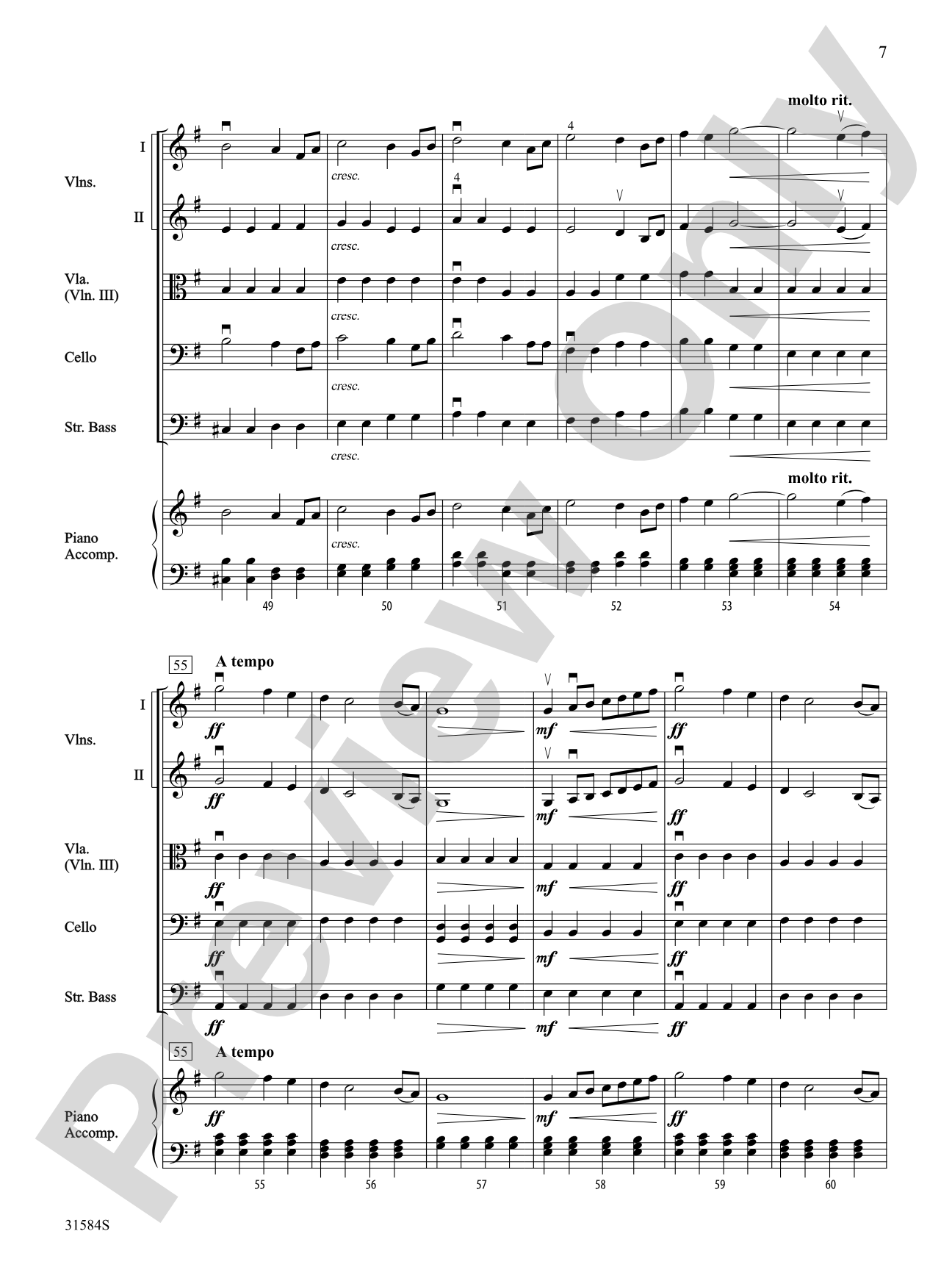 Intrada (Pas de Deux from the Nutcracker Ballet): String Orchestra Conductor Score & Parts