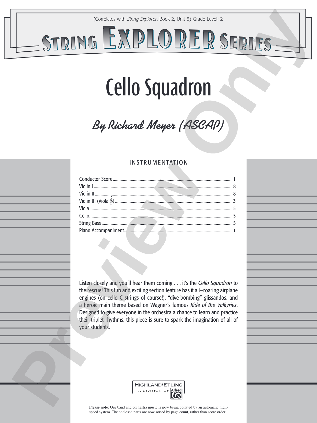Cello Squadron: String Orchestra Conductor Score & Parts