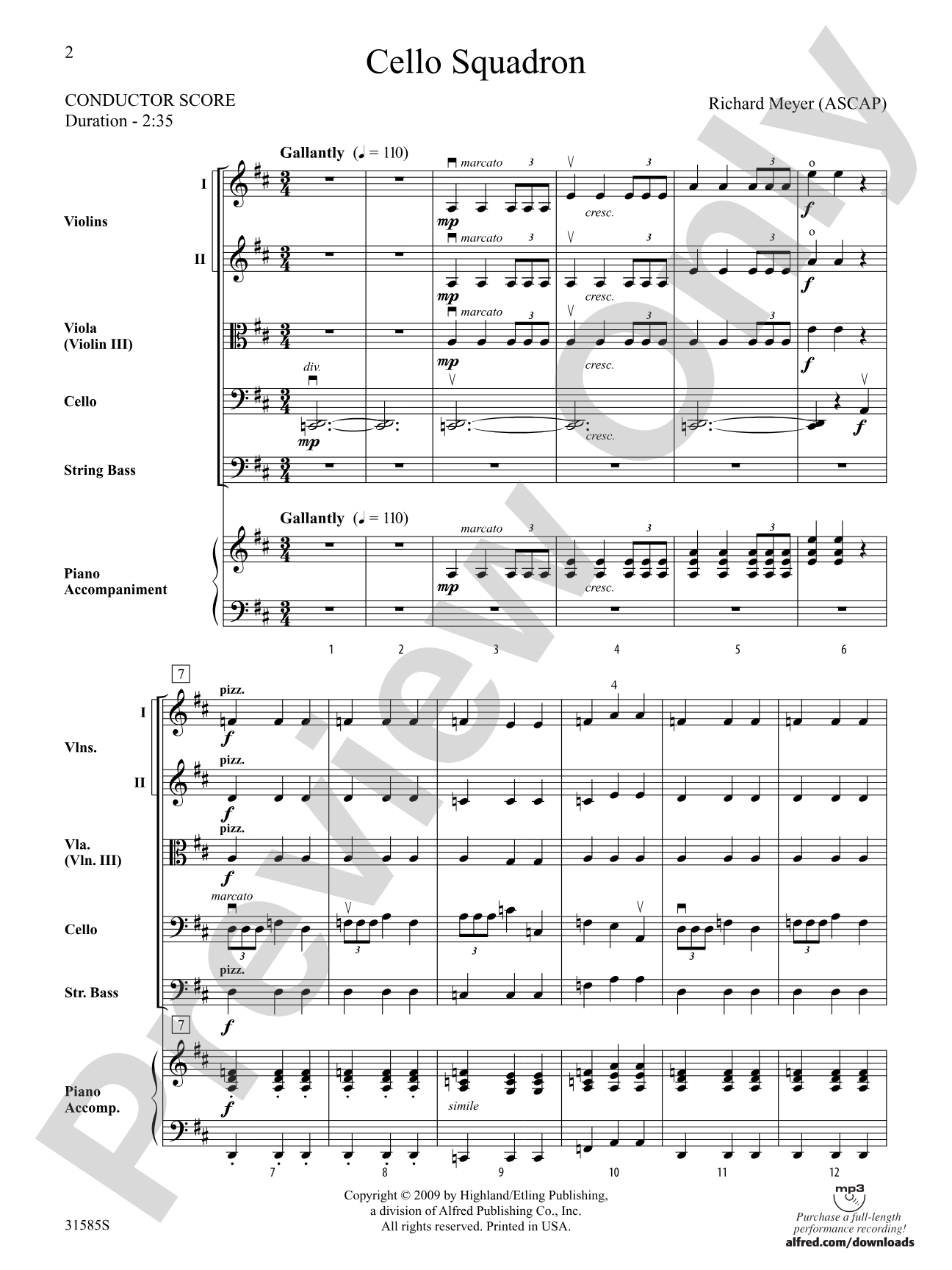Cello Squadron: String Orchestra Conductor Score & Parts