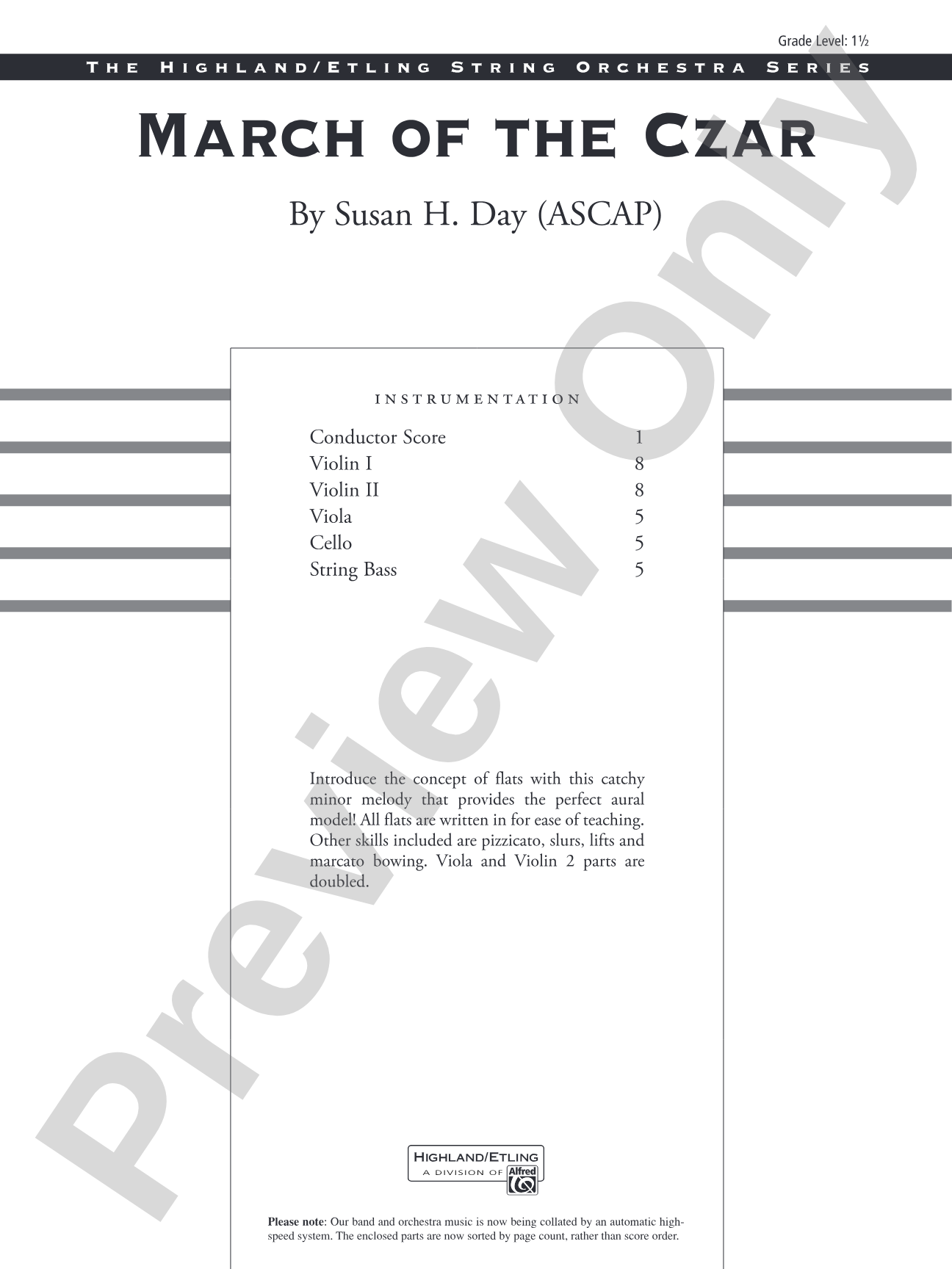 March of the Czar: String Orchestra Conductor Score & Parts