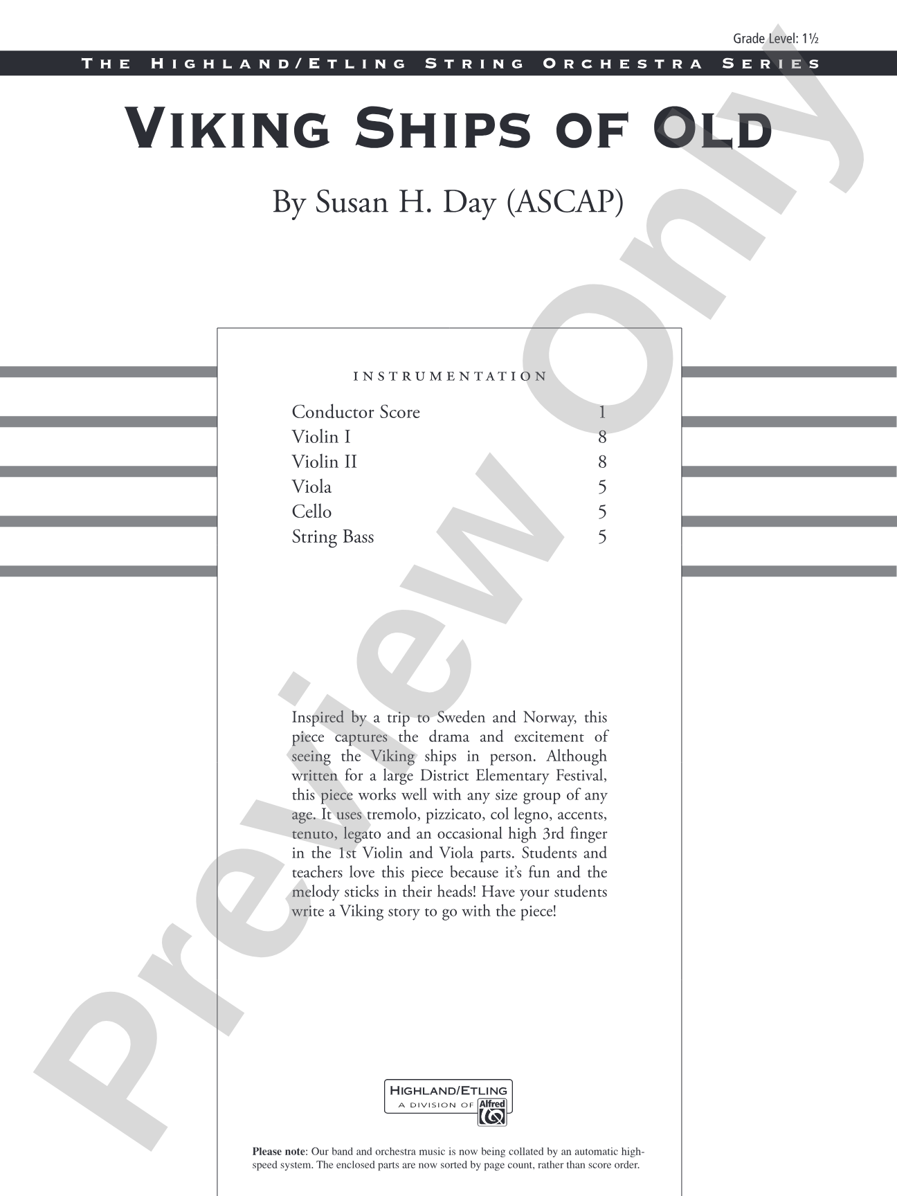 Viking Ships of Old: String Orchestra Conductor Score & Parts