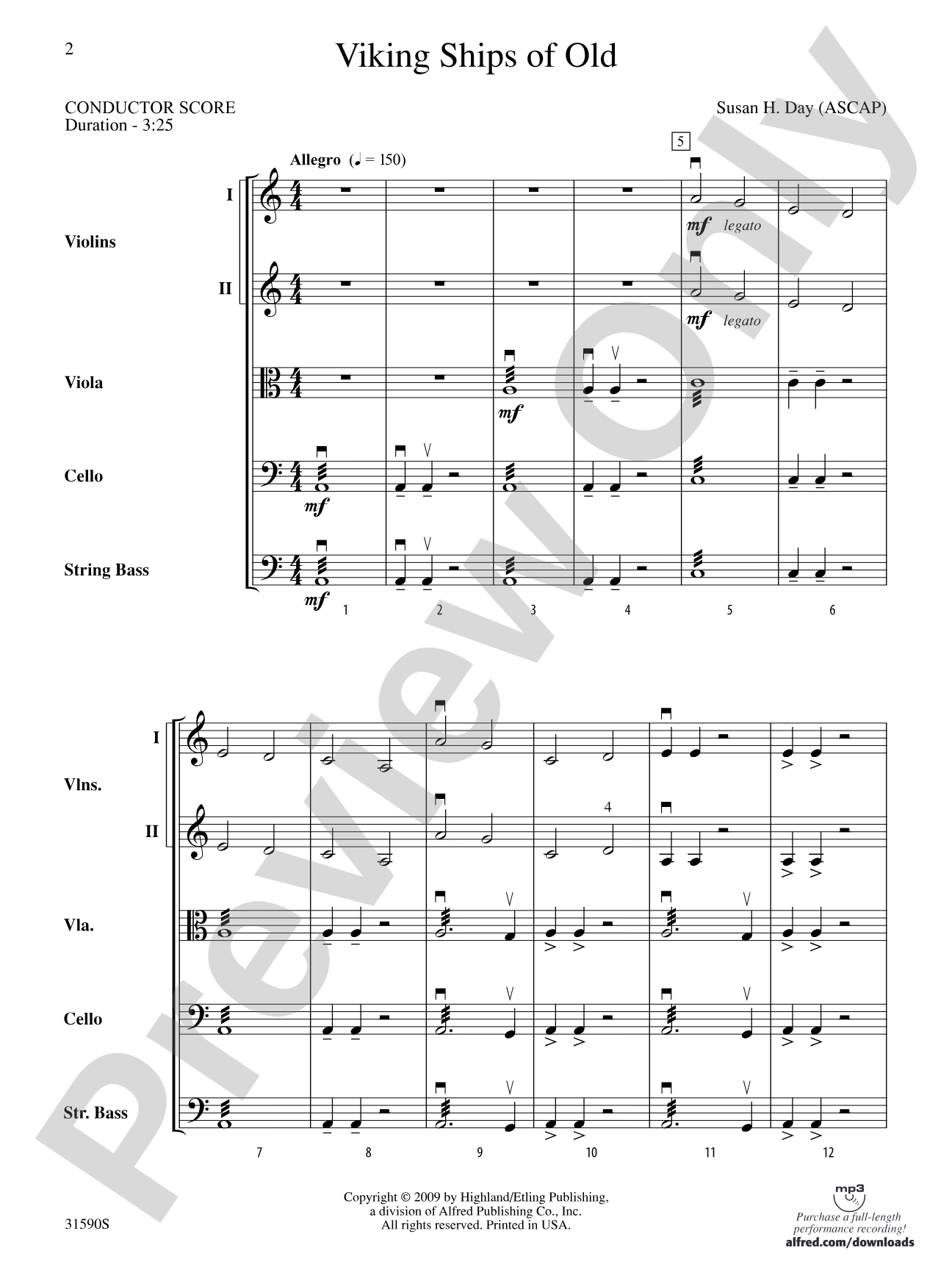 Viking Ships of Old: String Orchestra Conductor Score & Parts