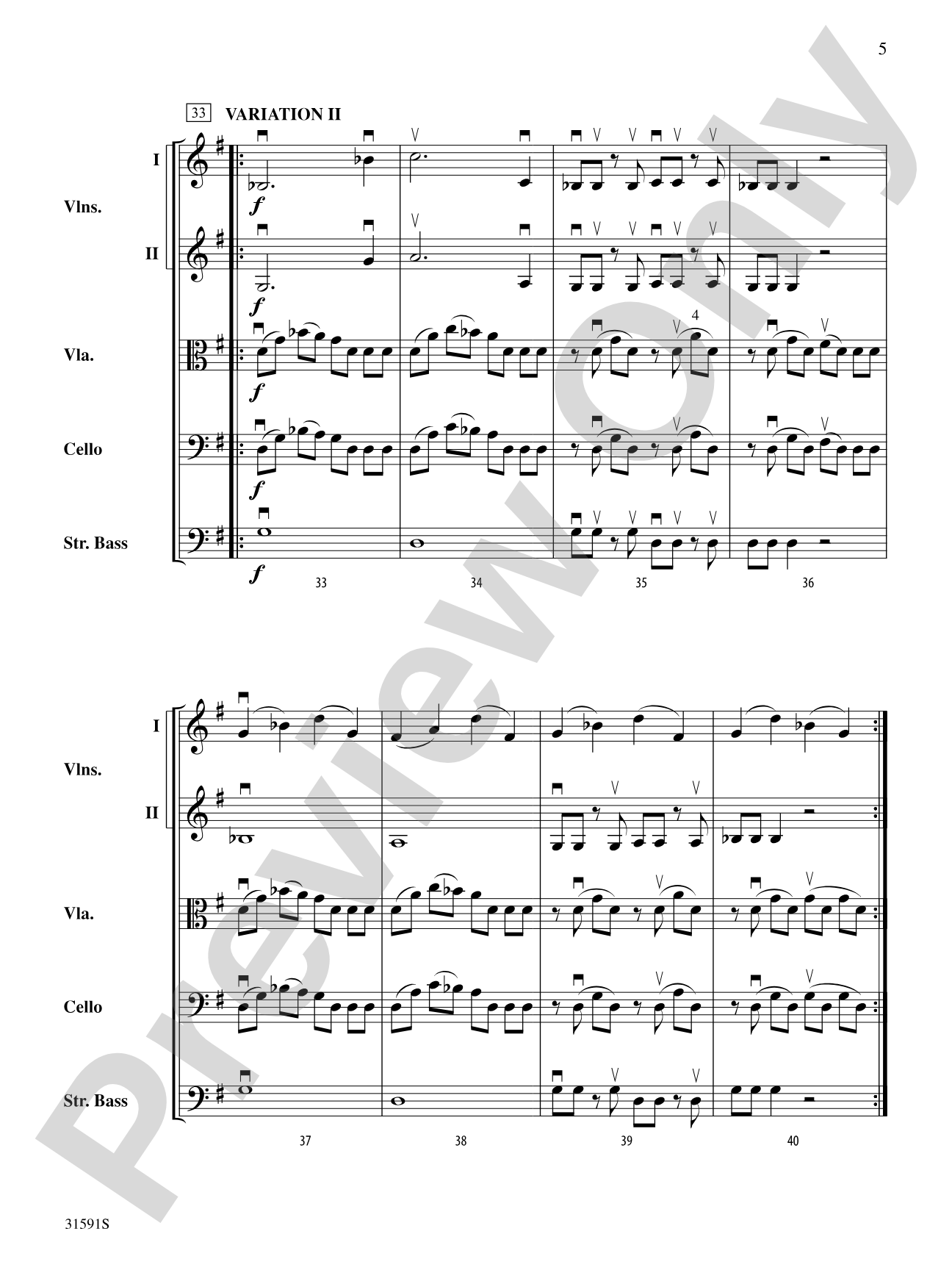 Mozart Variations: String Orchestra Conductor Score & Parts