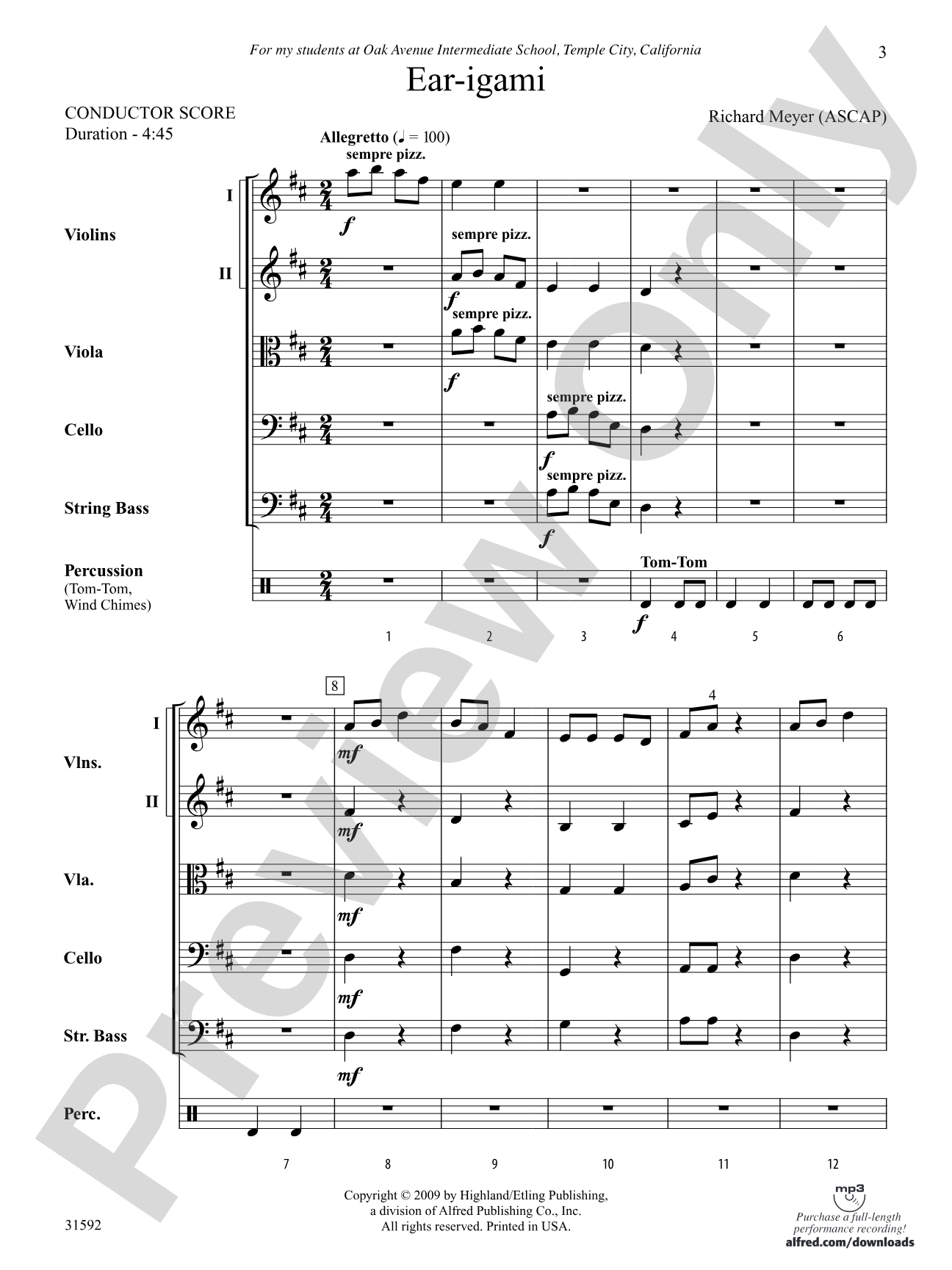 Ear-igami: String Orchestra Conductor Score & Parts
