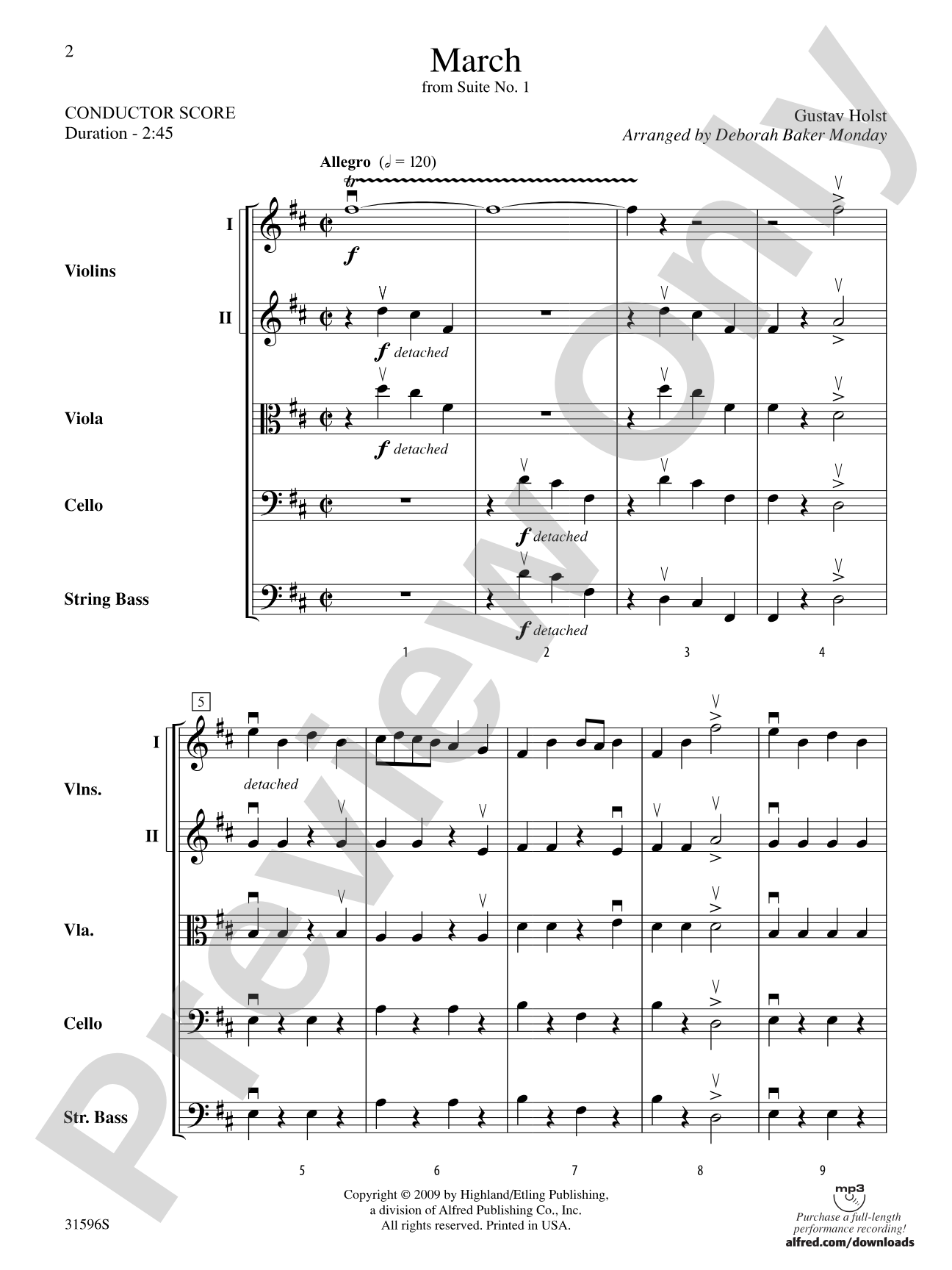 March from Suite No. 1: String Orchestra Conductor Score & Parts
