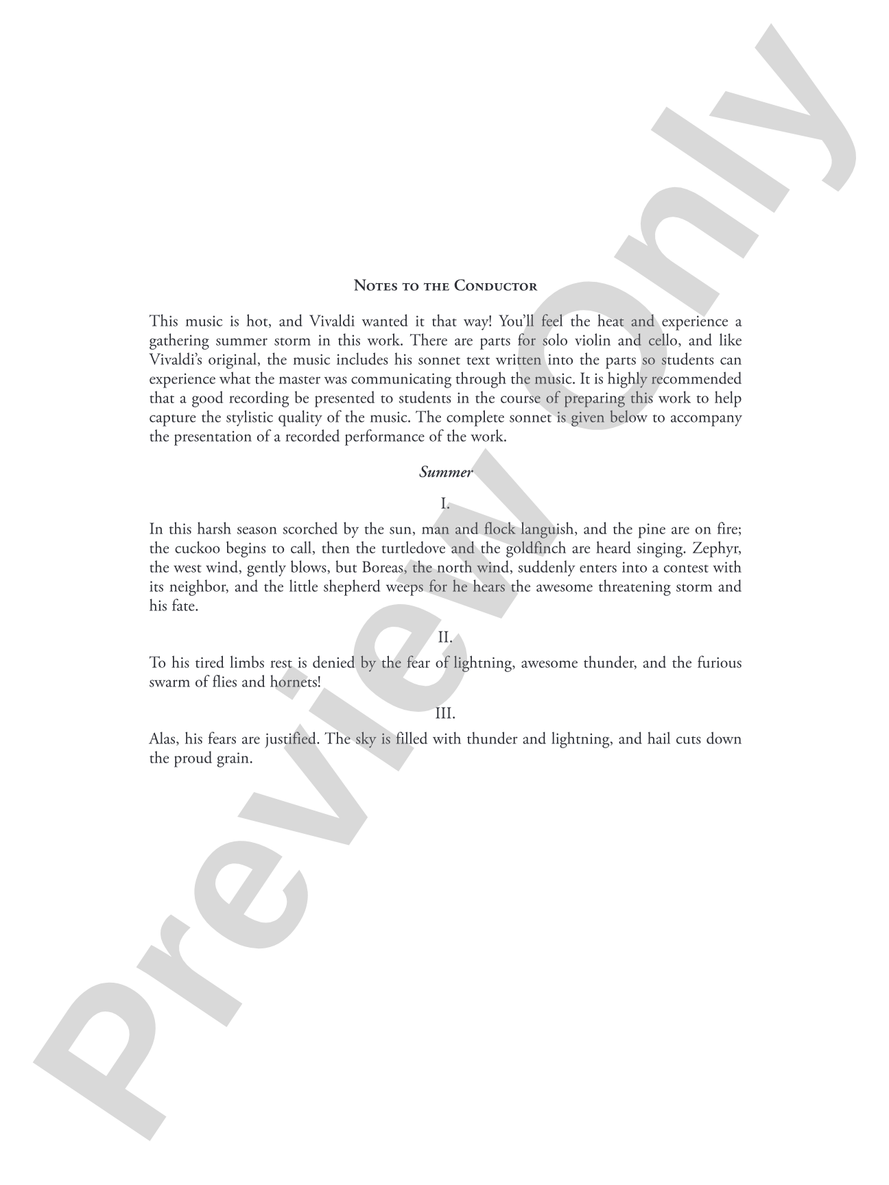 "Summer" from The Four Seasons: String Orchestra Conductor Score & Parts