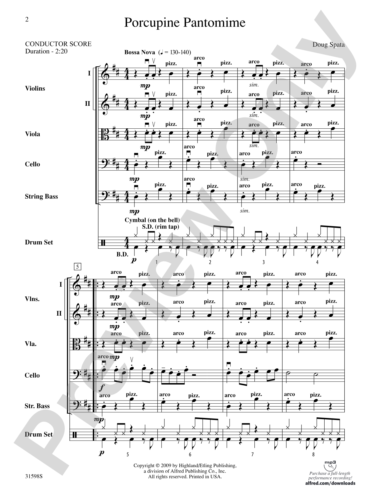 Porcupine Pantomime: String Orchestra Conductor Score & Parts