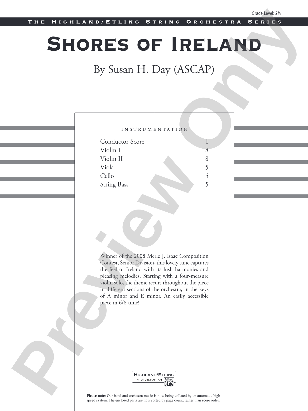 Shores of Ireland: String Orchestra Conductor Score & Parts