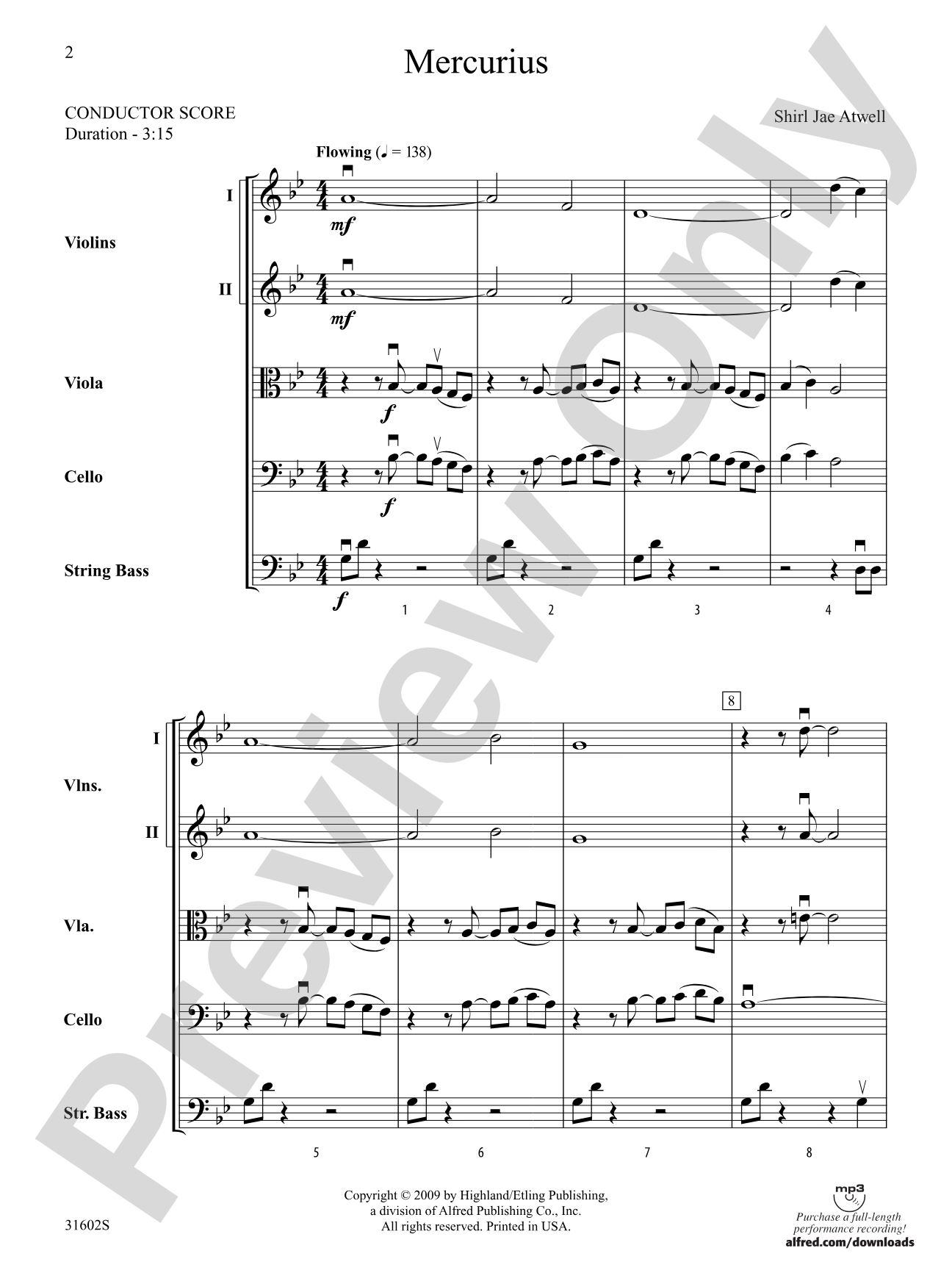 Mercurius: String Orchestra Conductor Score & Parts