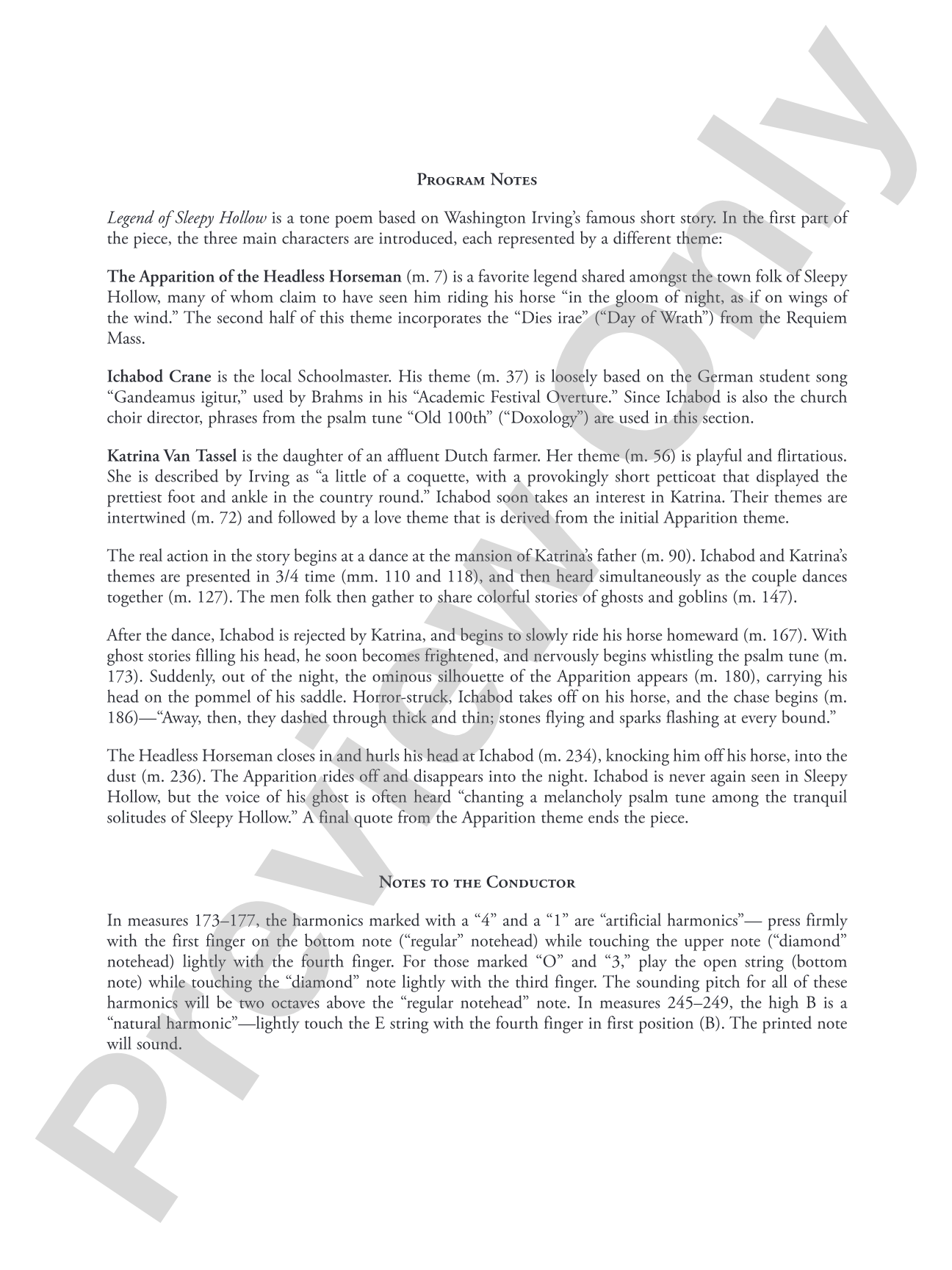 Legend of Sleepy Hollow: String Orchestra Conductor Score & Parts