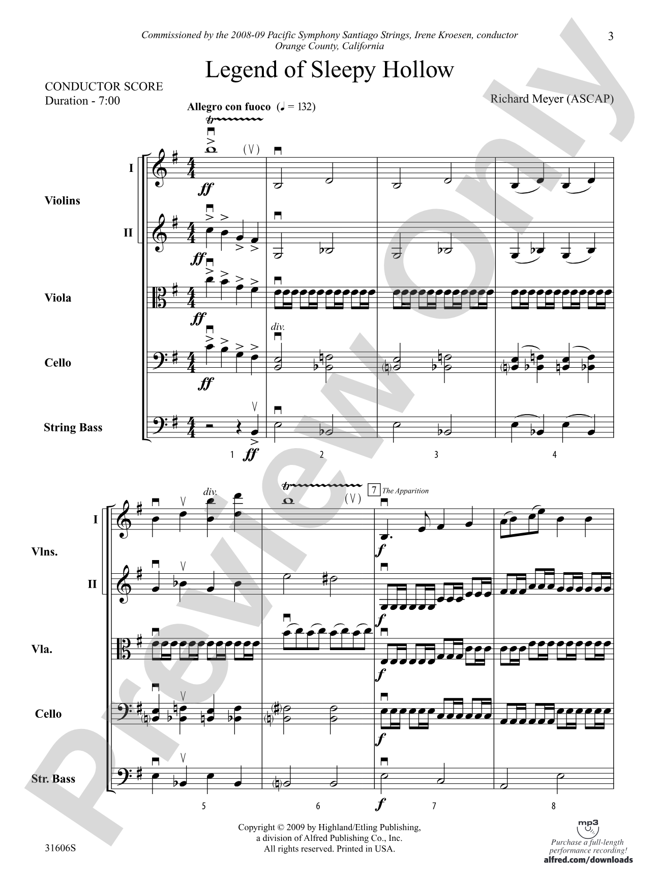 Legend of Sleepy Hollow: String Orchestra Conductor Score & Parts